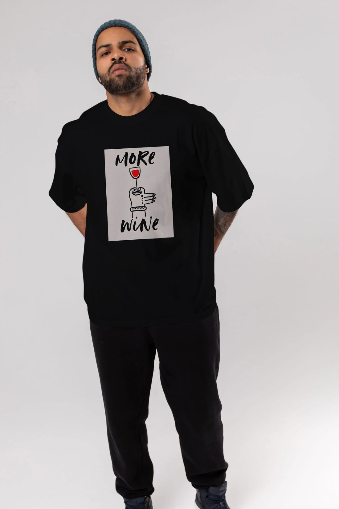 More Wine 2 Ön Baskılı Oversize t-shirt Erkek Kadın Unisex %100 Pamuk Bisiklet Yaka tişort