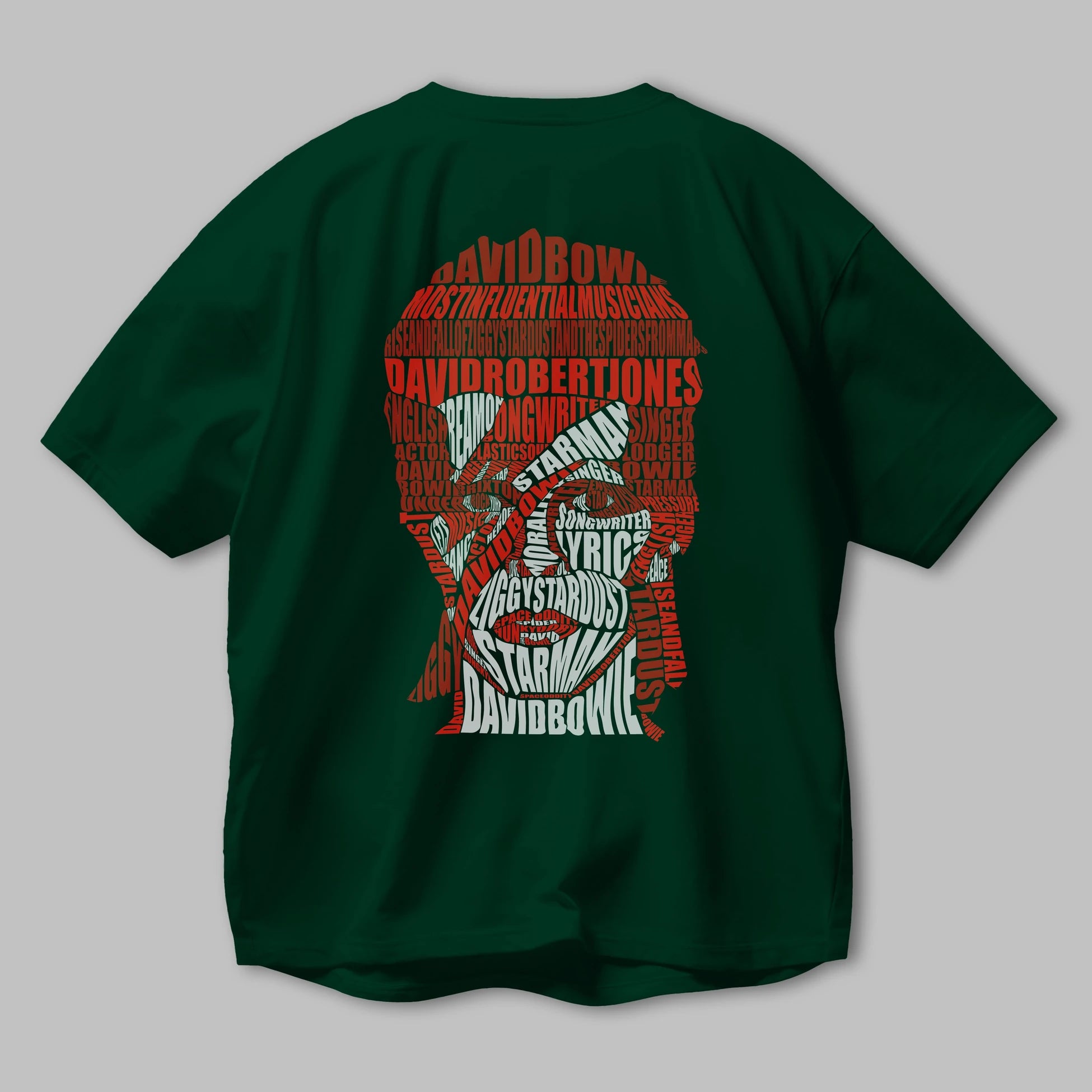 David Bowie Calligram Arka Baskılı Oversize t-shirt %100 pamuk Erkek Kadın Unisex