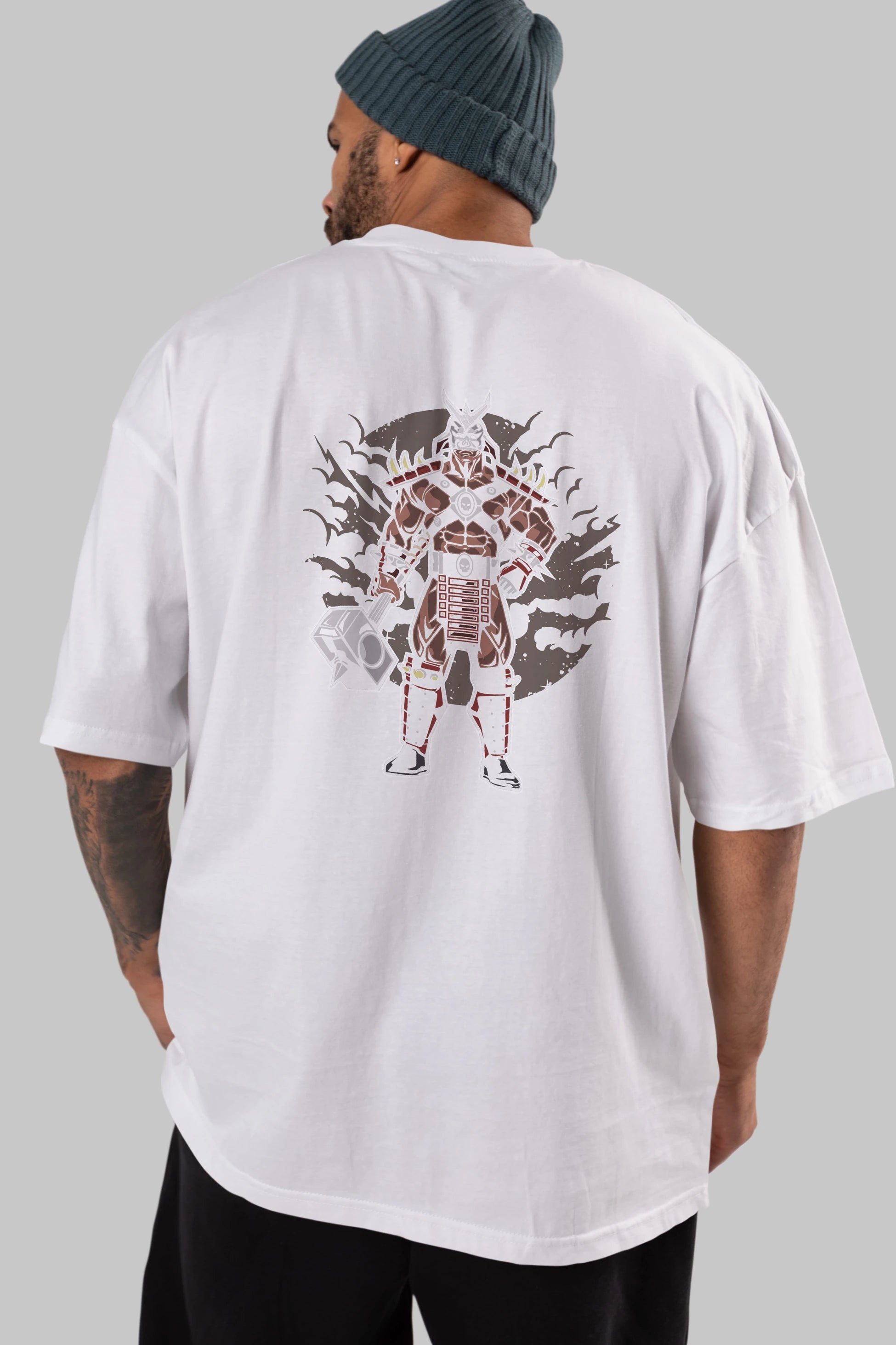 SHOU KHAN Arka Baskılı Oversize t-shirt Erkek Kadın Unisex %100 Pamuk