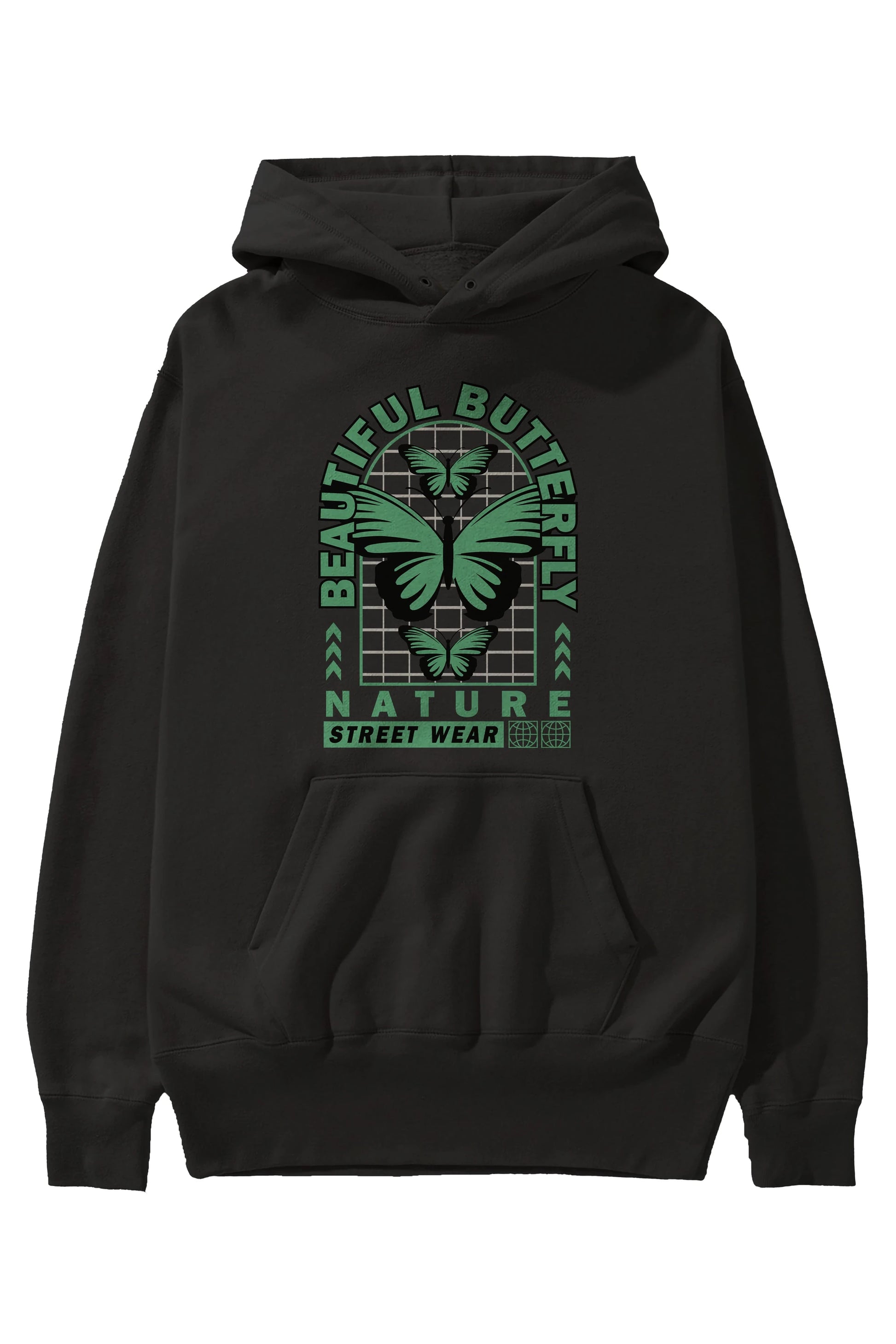 Beautiful Butterfly Ön Baskılı Hoodie Oversize Kapüşonlu Sweatshirt Erkek Kadın Unisex