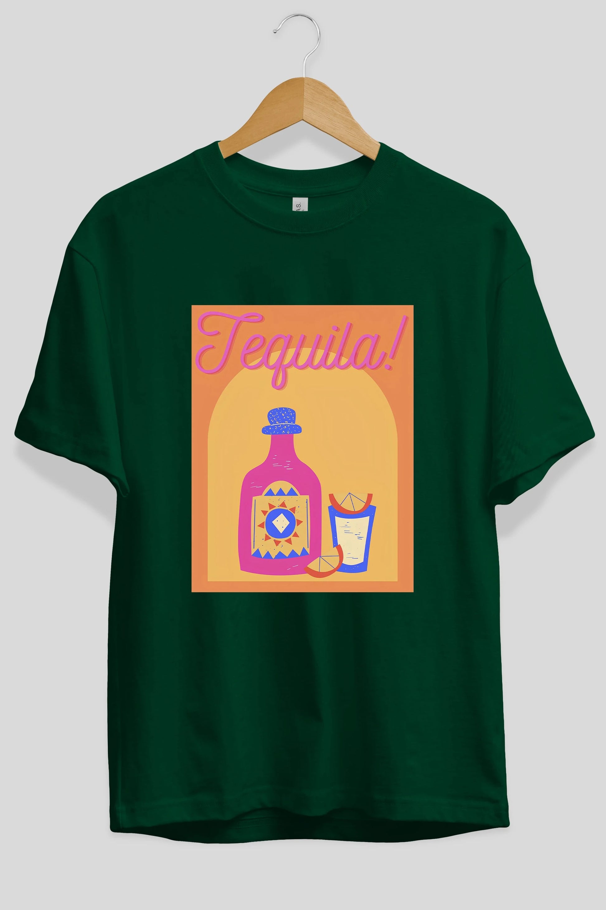 Tequila Ön Baskılı Oversize t-shirt Erkek Kadın Unisex %100 Pamuk Bisiklet Yaka tişort