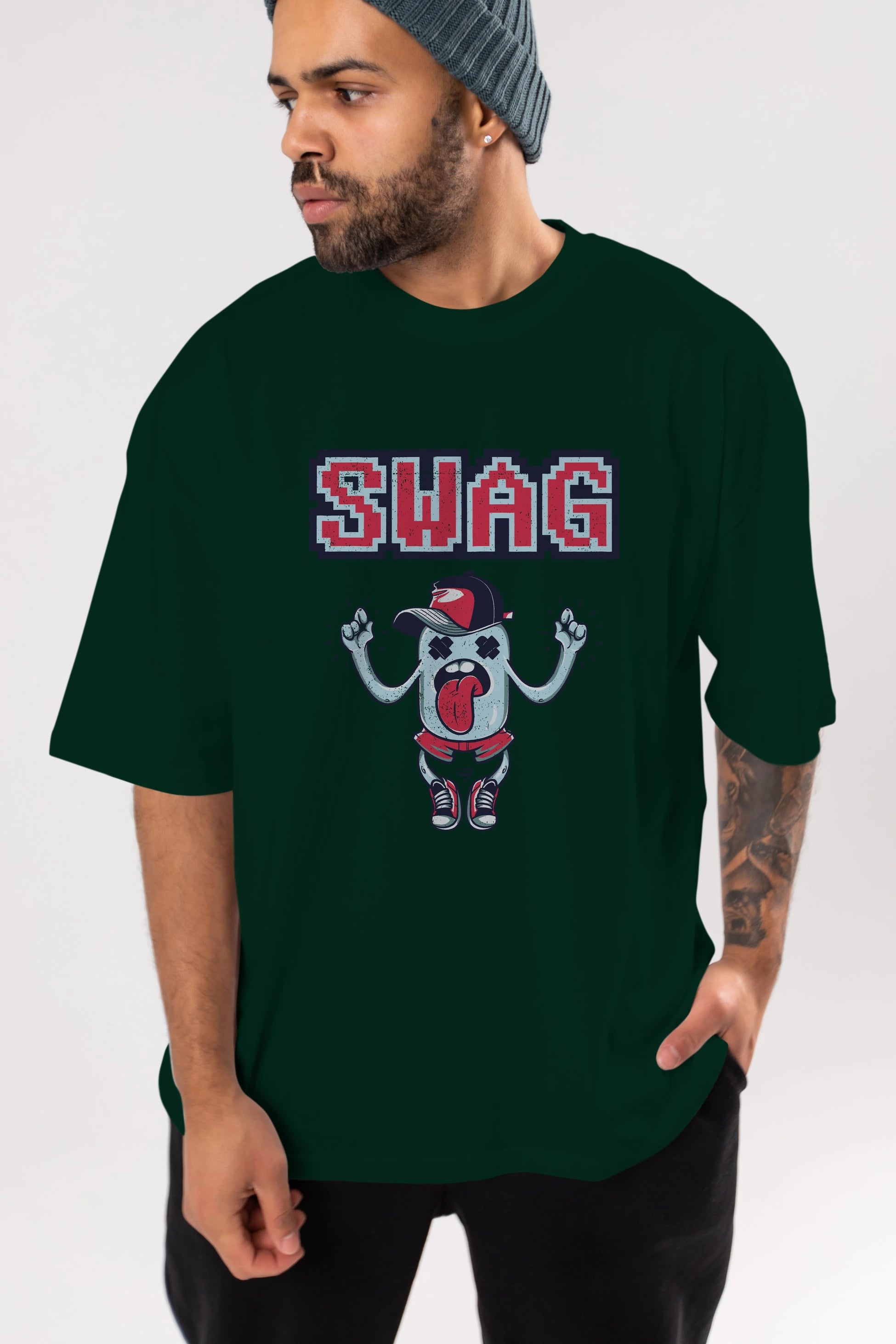 Swag Ön Baskılı Oversize t-shirt Erkek Kadın Unisex