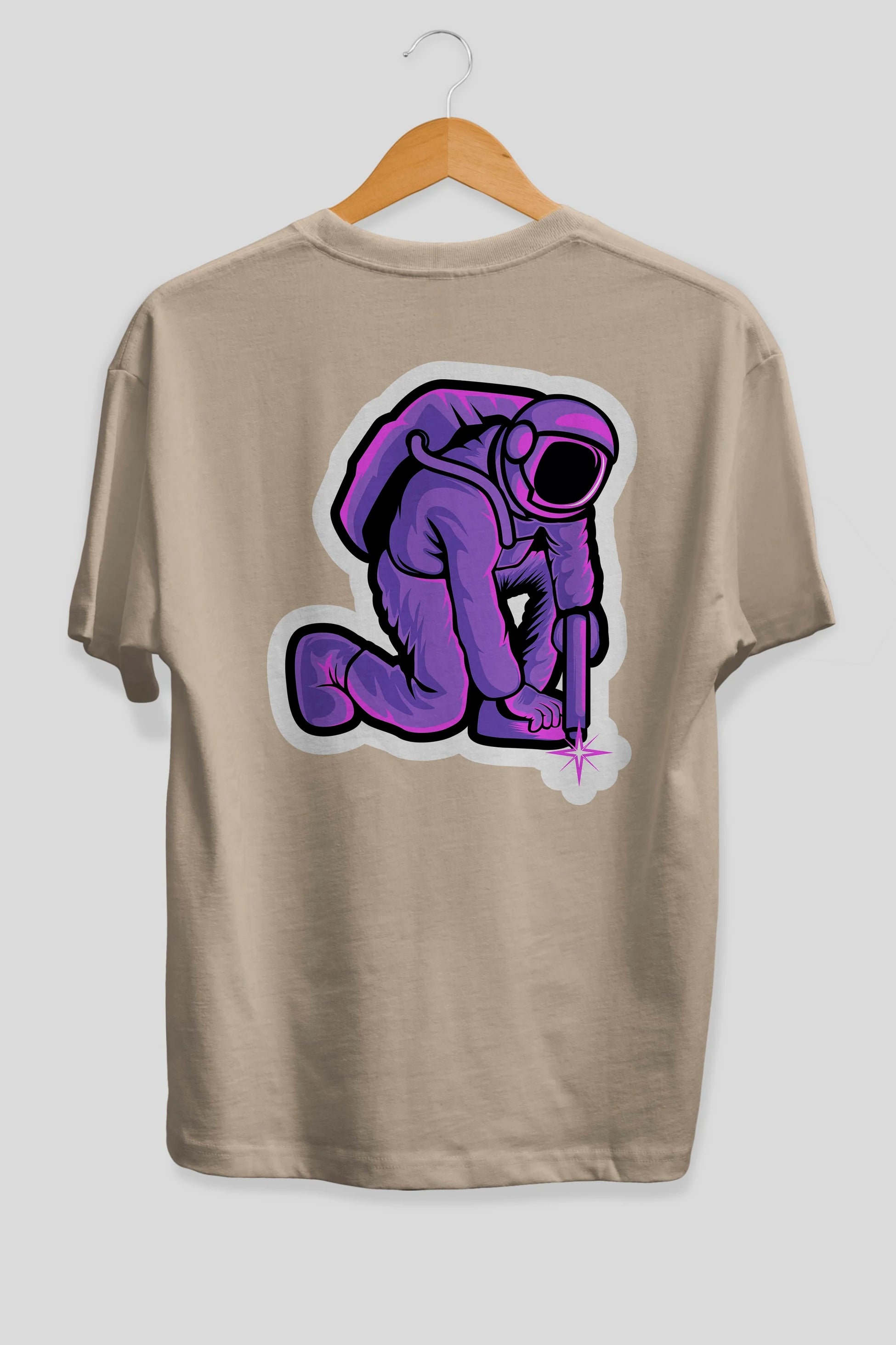 Welding in Space Sticker Arka Baskılı Oversize t-shirt Erkek Kadın Unisex