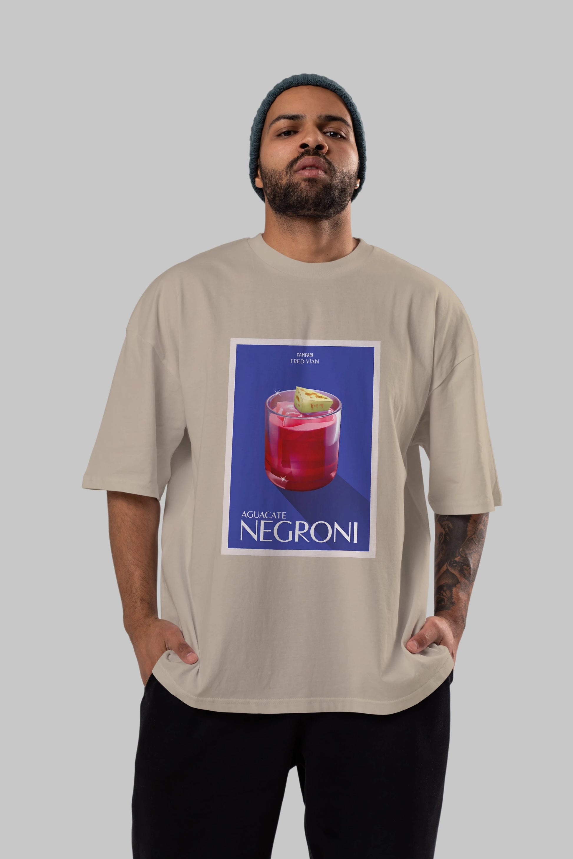 Aguacate Negroni Ön Baskılı Oversize t-shirt Erkek Kadın Unisex %100 Pamuk Bisiklet Yaka tişort