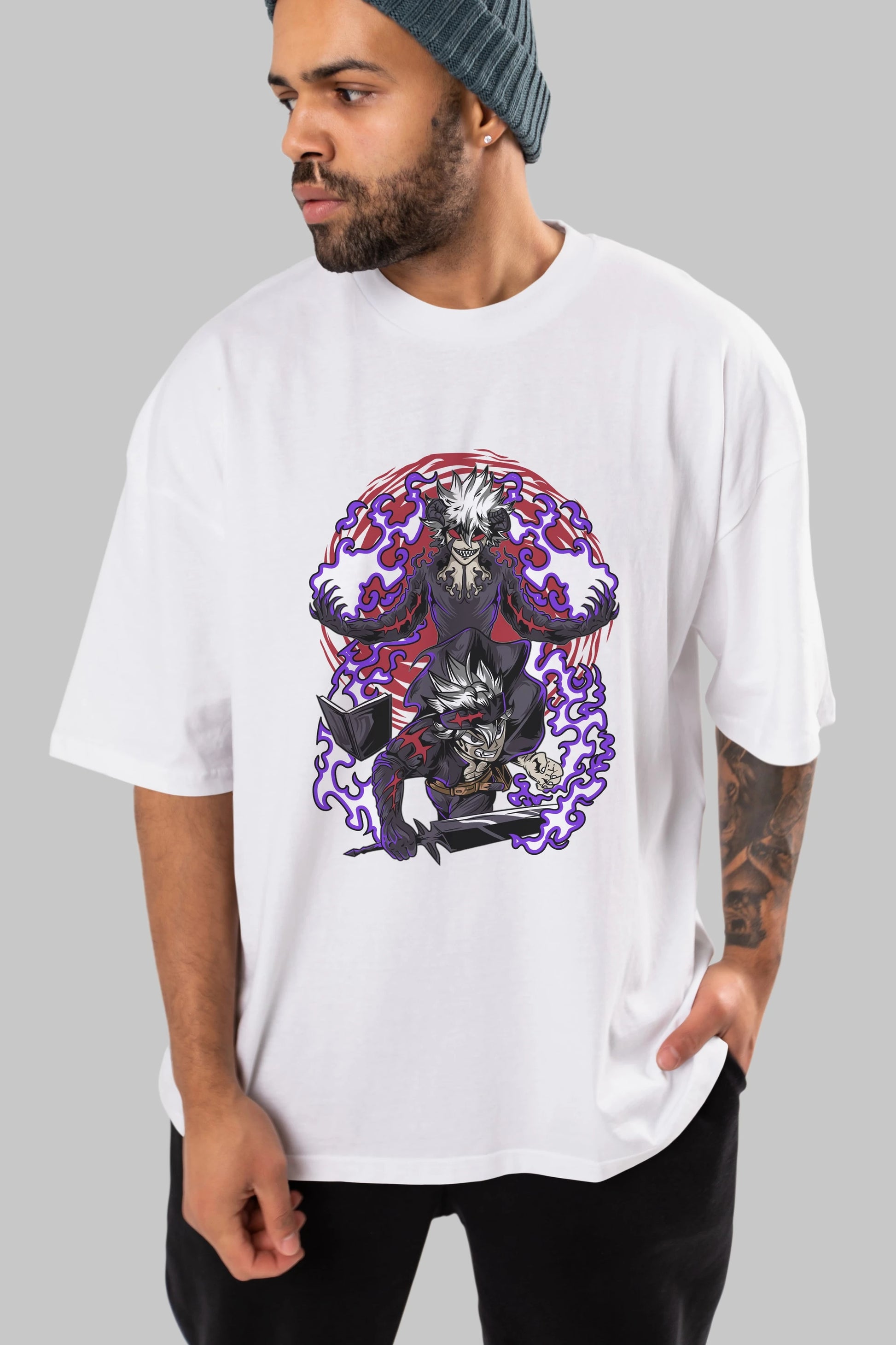 BLACK CLOVER DEVIL UNION Anime Ön Baskılı Oversize t-shirt %100 pamuk Erkek Kadın Unisex
