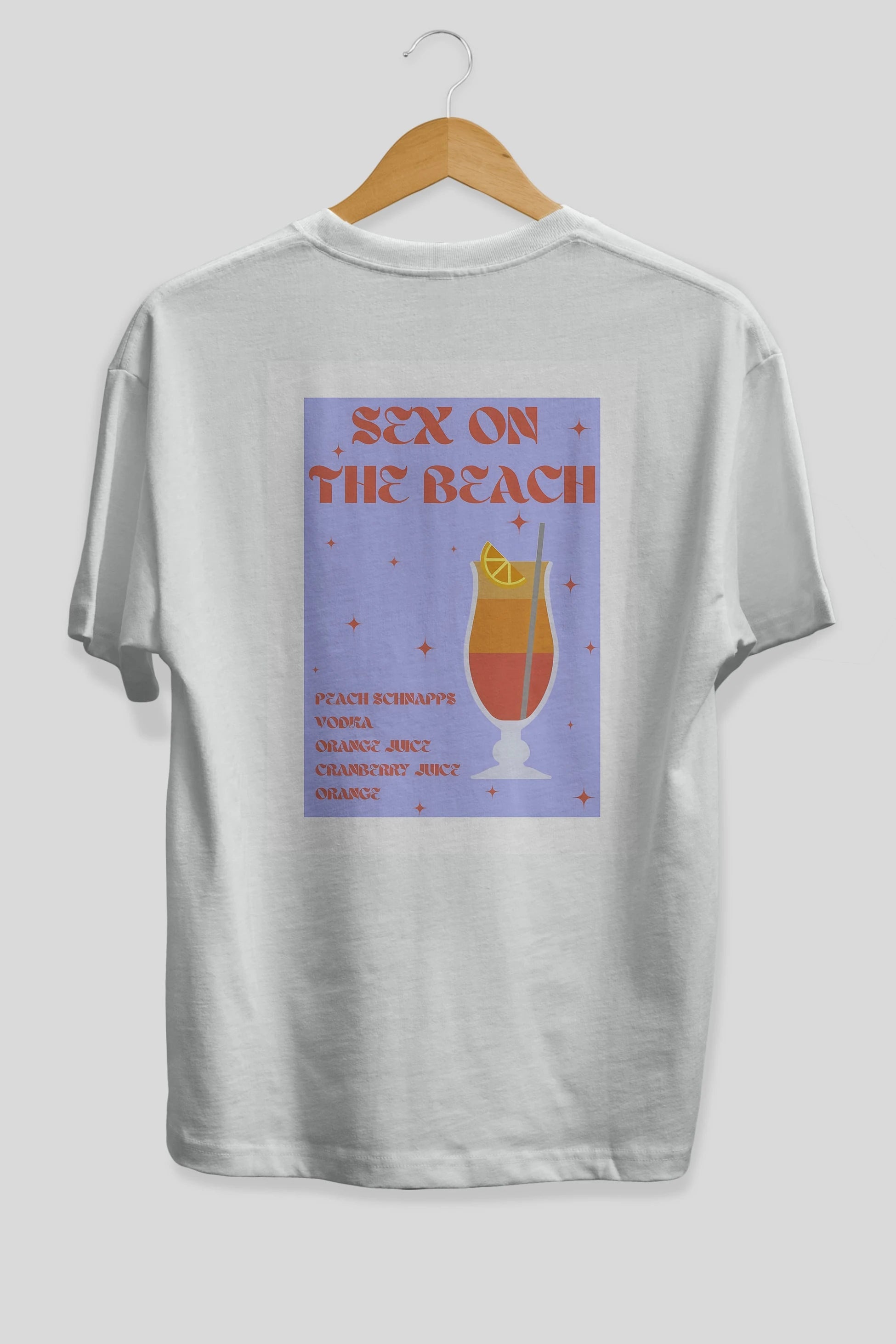 Sex On The Beach Arka Baskılı Oversize t-shirt Erkek Kadın Unisex %100 Pamuk Bisiklet Yaka tişort