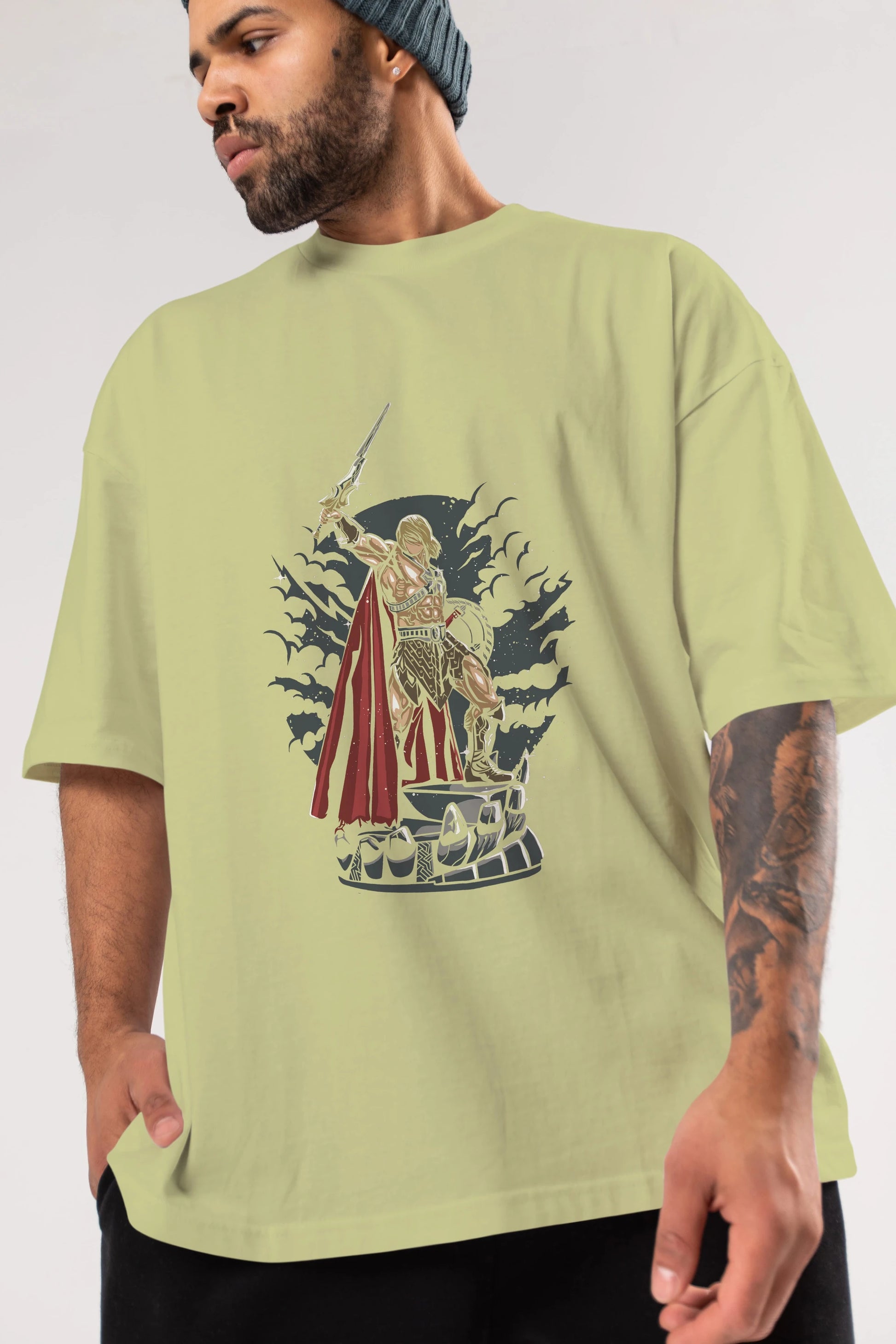 Warrior Ön Baskılı Oversize t-shirt Erkek Kadın Unisex %100 Pamuk tişort