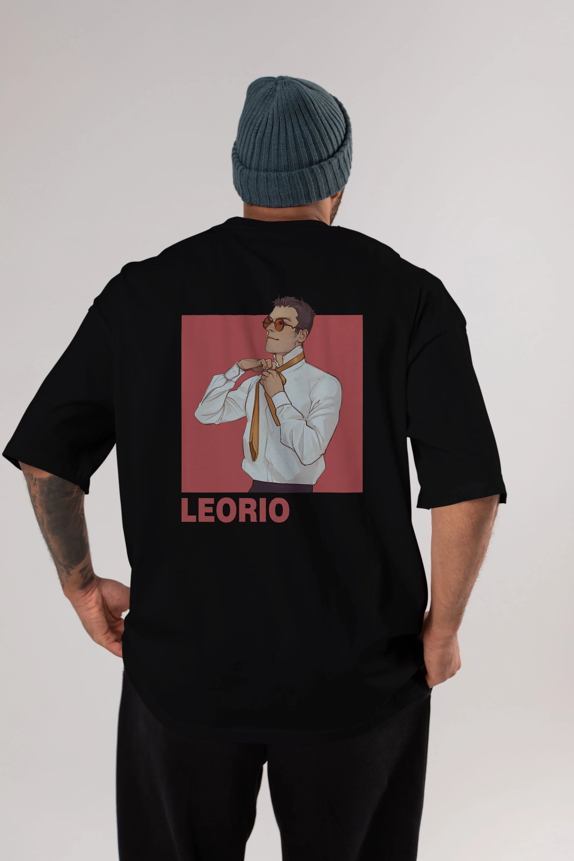 Leorio Paladiknight 5 Anime Arka Baskılı Oversize t-shirt Erkek Kadın Unisex