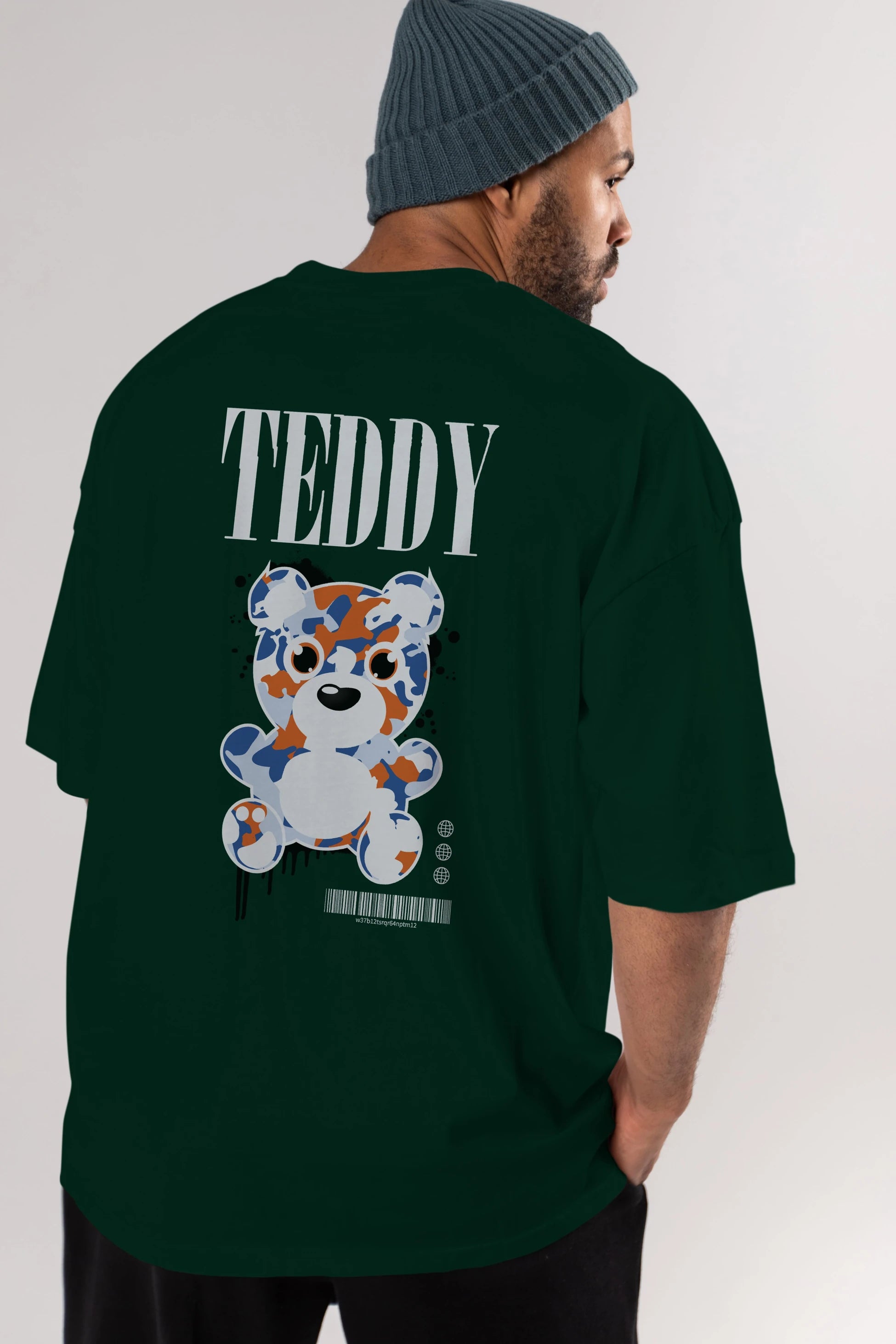Teddy Bear Streetwear Arka Baskılı Oversize t-shirt Erkek Kadın Unisex