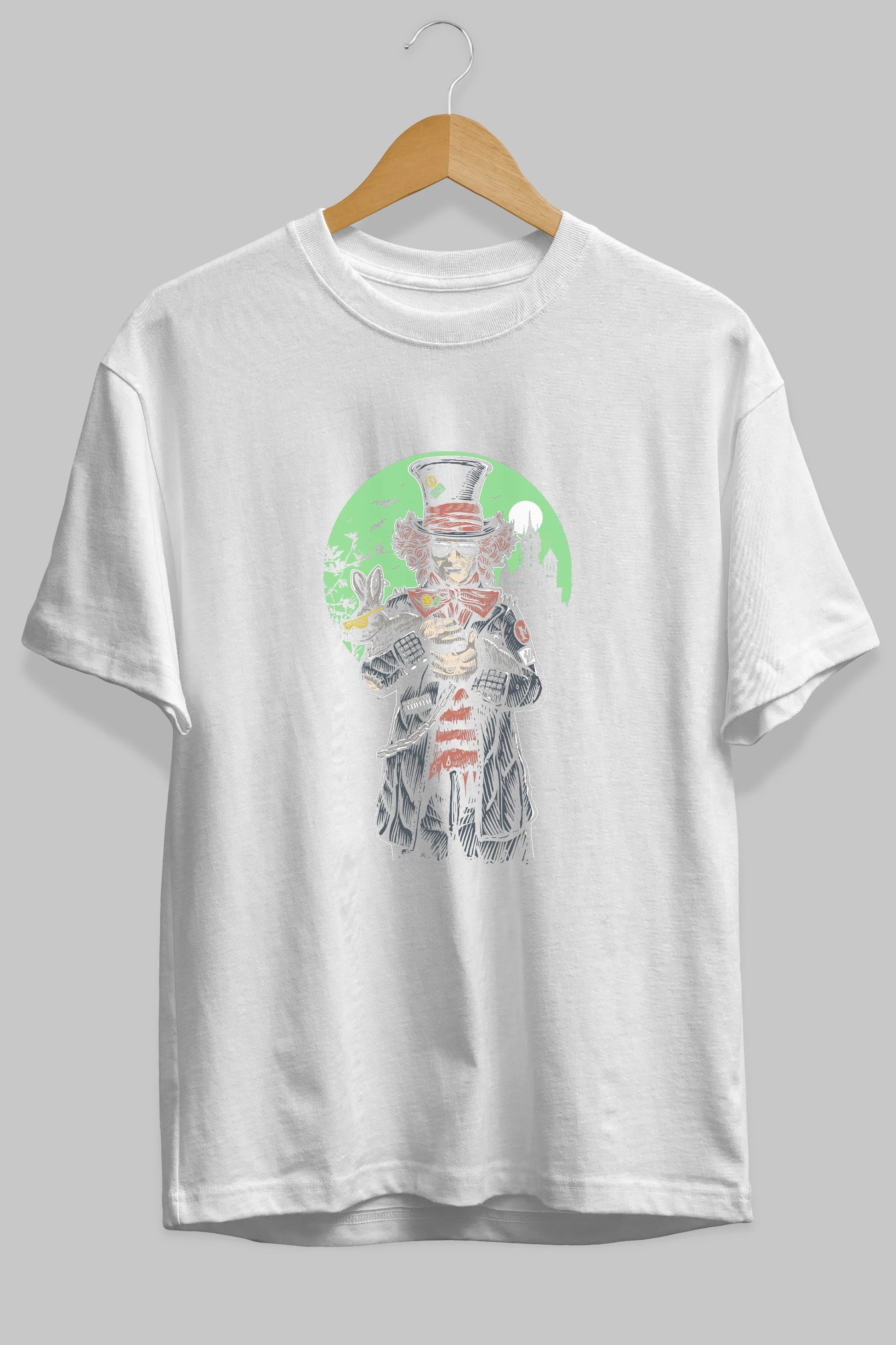 Mad Hatter Ön Baskılı Oversize t-shirt Erkek Kadın Unisex %100 Pamuk tişort