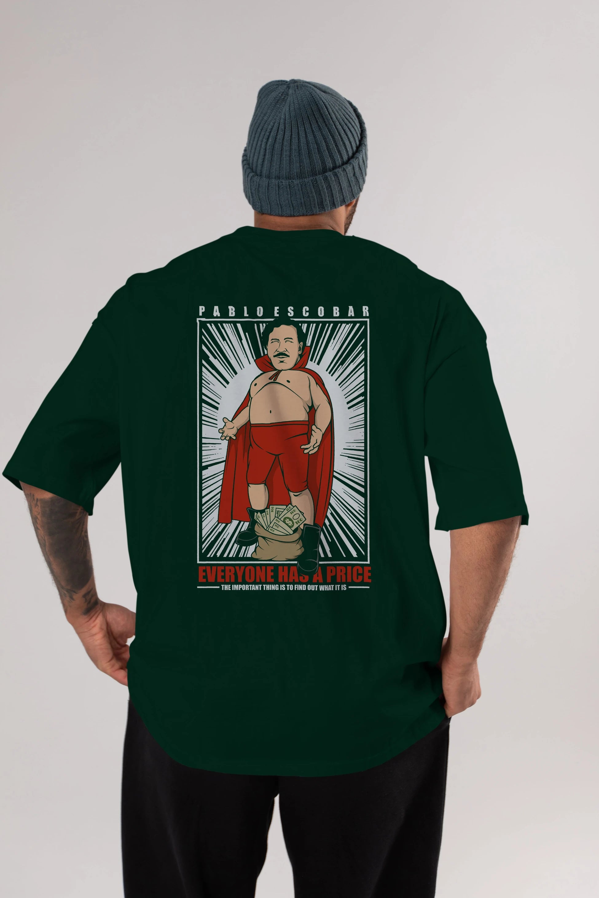 Pablo Escobar Luchador Arka Baskılı Oversize t-shirt Erkek Kadın Unisex %100 Pamuk tişort
