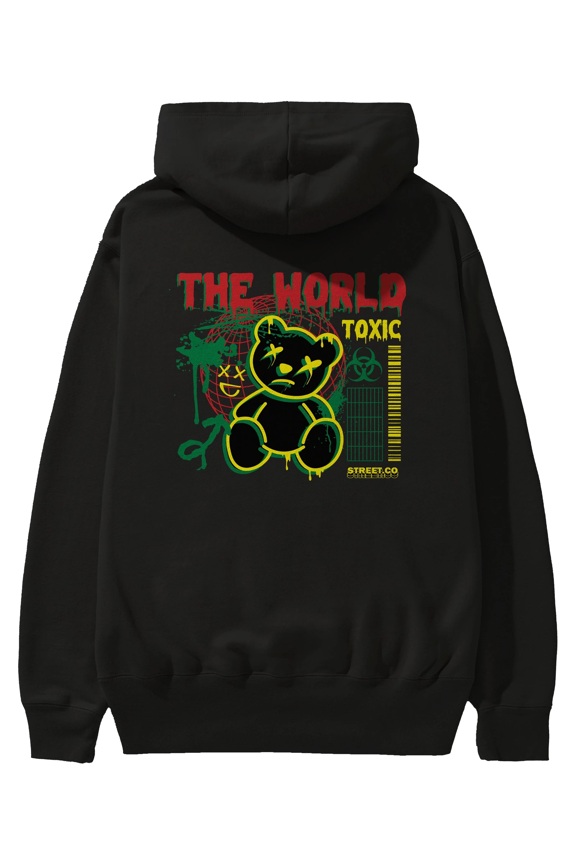 The World Toxic Bear Arka Baskılı Hoodie Oversize Kapüşonlu Sweatshirt Erkek Kadın Unisex