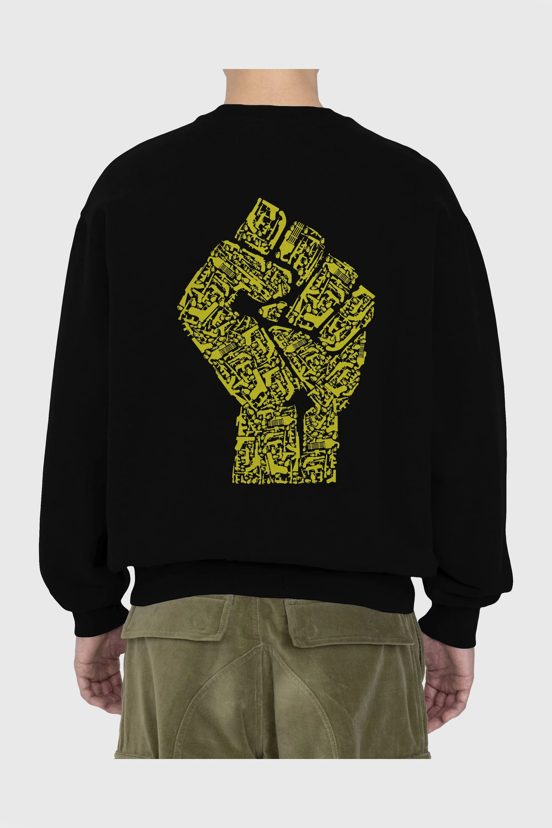 Hand Of Revolution Arka Baskılı Oversize Sweatshirt Erkek Kadın Unisex