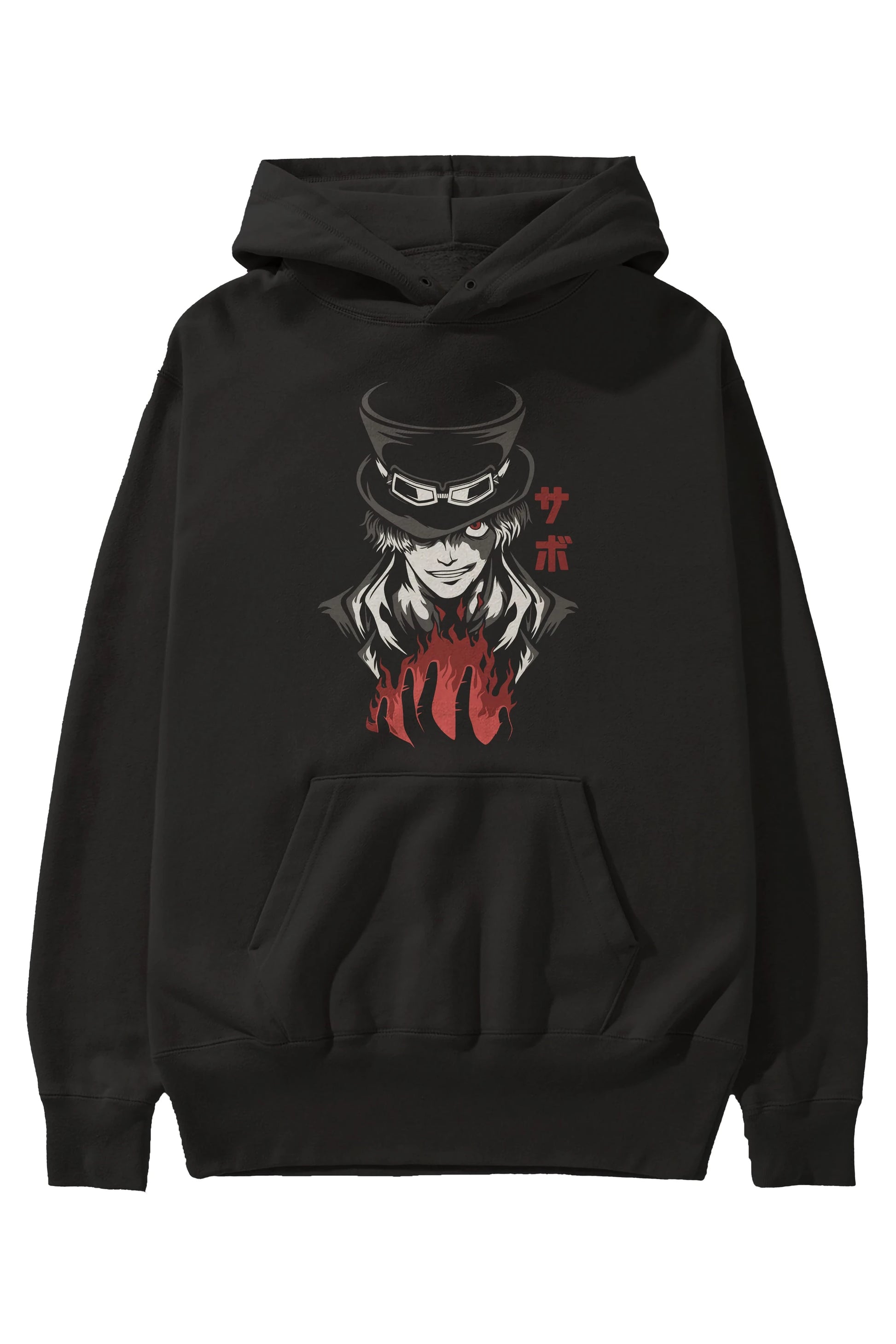SaboOnePiece Anime Ön Baskılı Hoodie Oversize Kapüşonlu Sweatshirt Erkek Kadın Unisex
