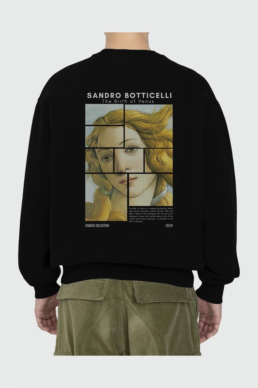 Sandro Botticelli Arka Baskılı Oversize Sweatshirt Erkek Kadın Unisex