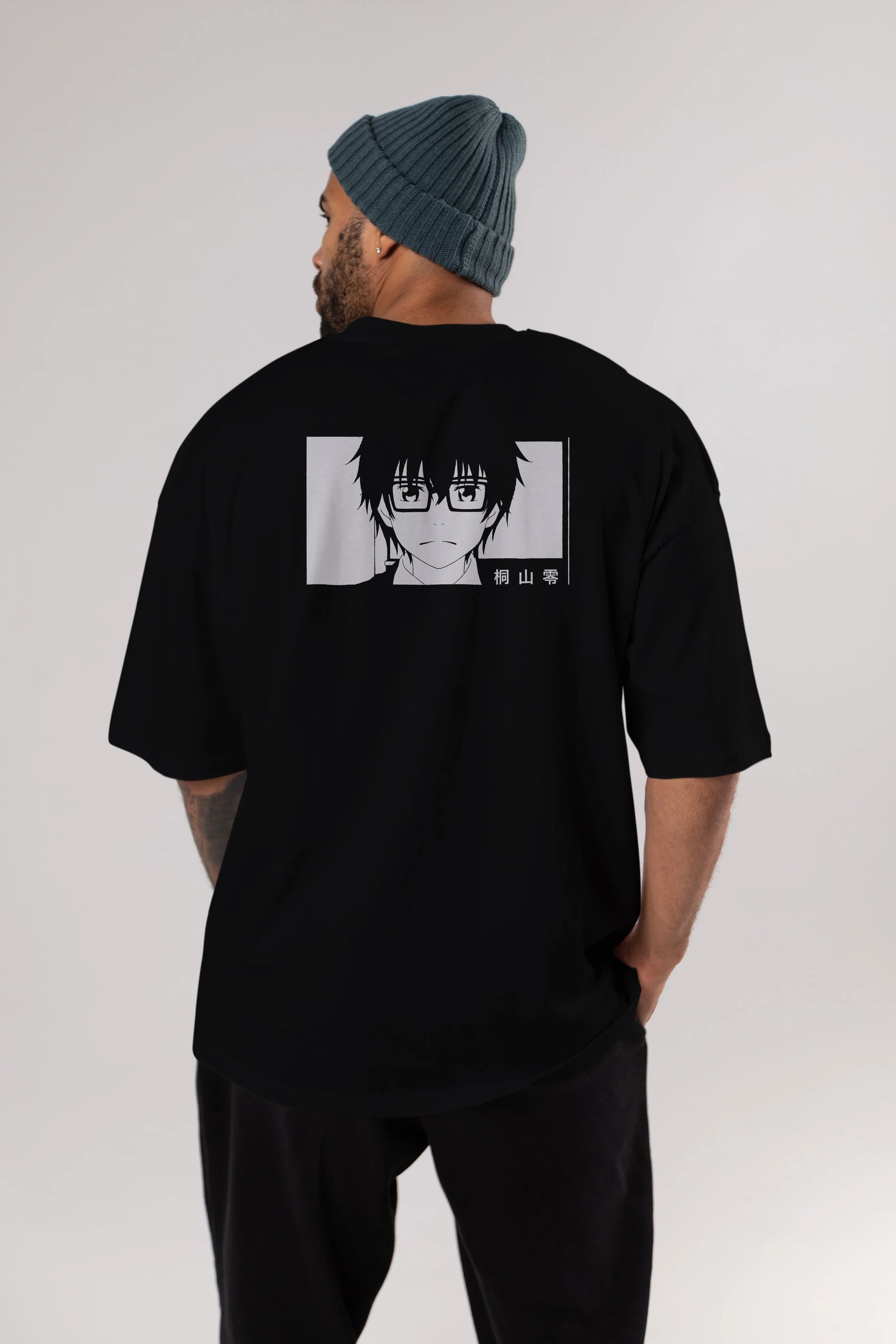 Rei Kiriyama 3 Anime Arka Baskılı Oversize t-shirt Erkek Kadın Unisex