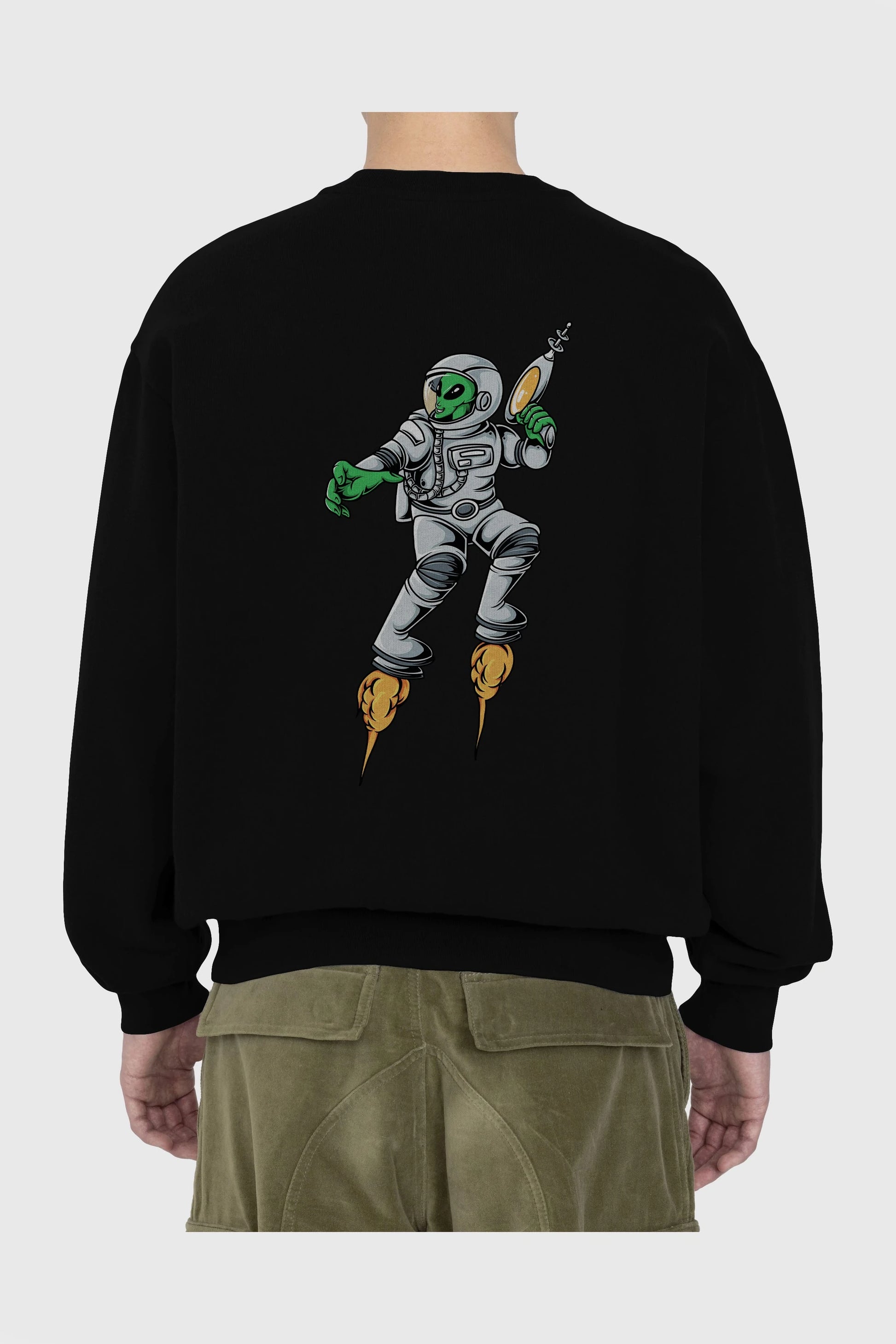 Alien Wars Arka Baskılı Oversize Sweatshirt Erkek Kadın Unisex