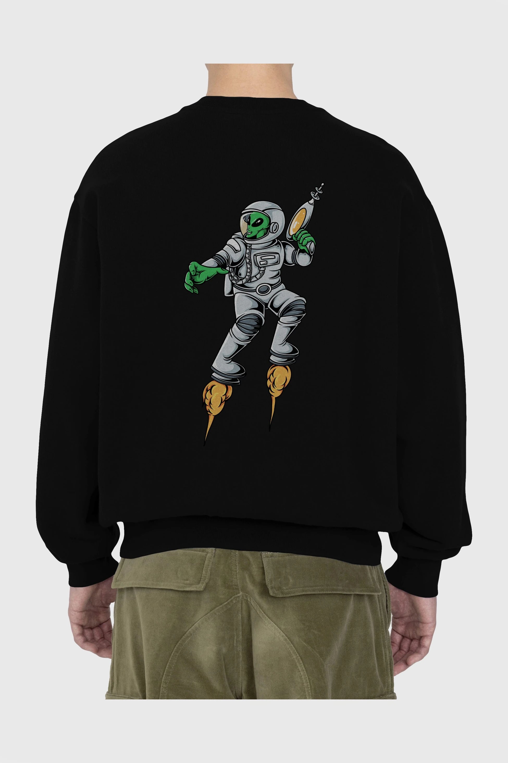 Alien Wars Arka Baskılı Oversize Sweatshirt Erkek Kadın Unisex