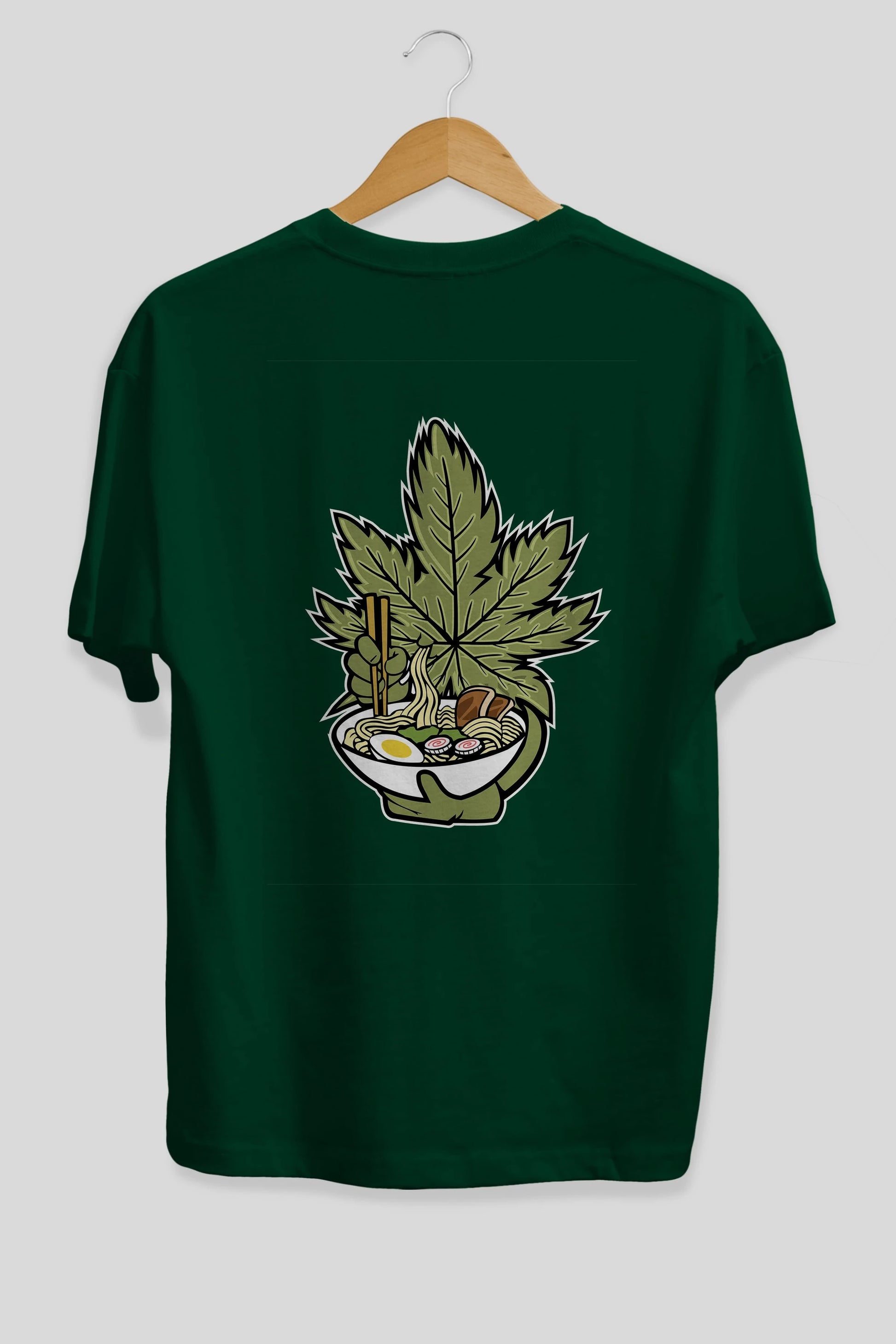 Weed Ramen Arka Baskılı Oversize t-shirt Erkek Kadın Unisex %100 Pamuk tişort