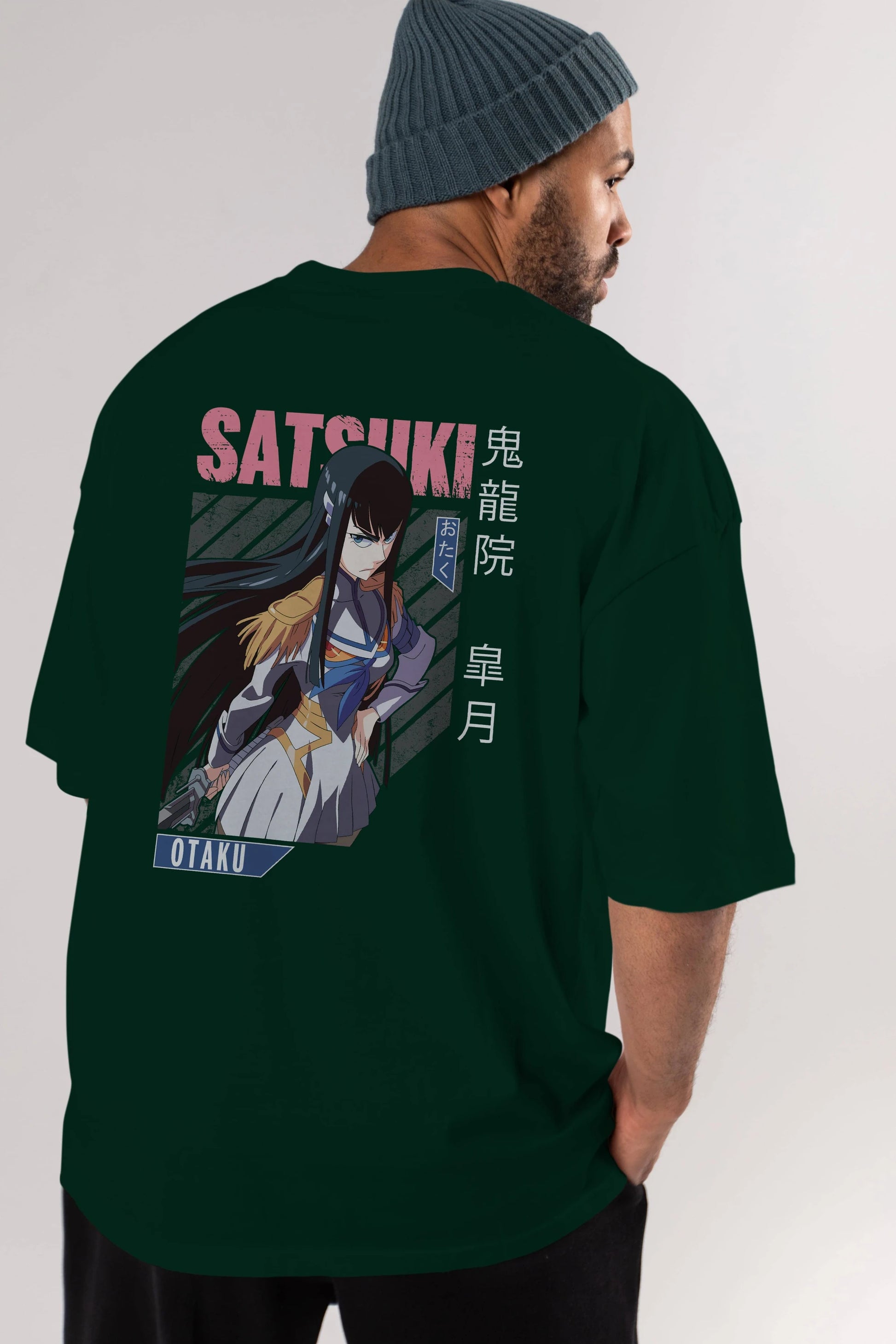 Satsuki Kiryuuin 8 Anime Arka Baskılı Oversize t-shirt Erkek Kadın Unisex