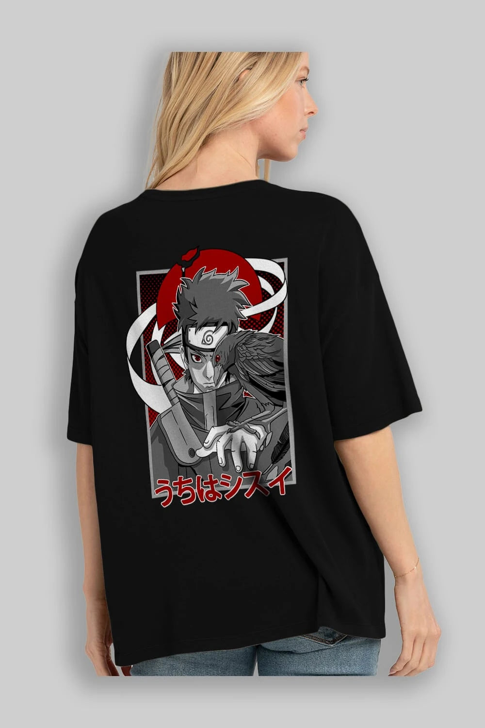 SHISUI UCHIHA NARUTO Anime Arka Baskılı Oversize t-shirt Erkek Kadın Unisex