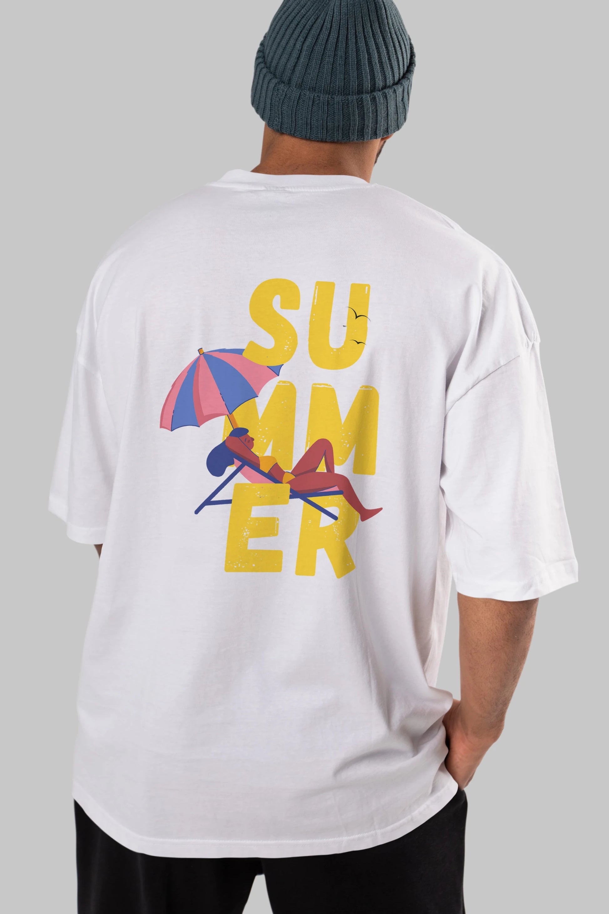 Summer Yazılı Arka Baskılı Oversize t-shirt Erkek Kadın Unisex