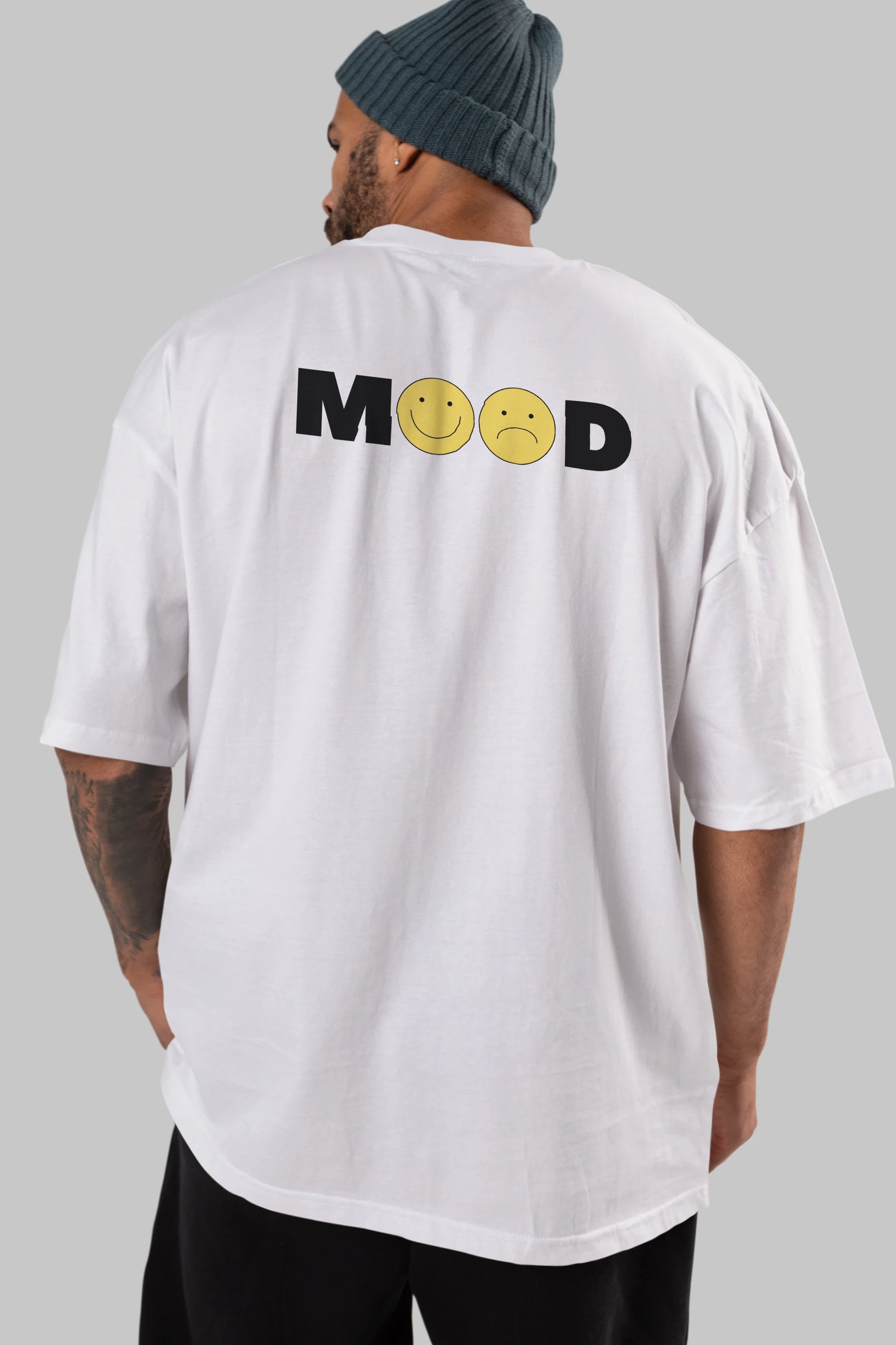 Mood Arka Baskılı Oversize t-shirt Erkek Kadın Unisex