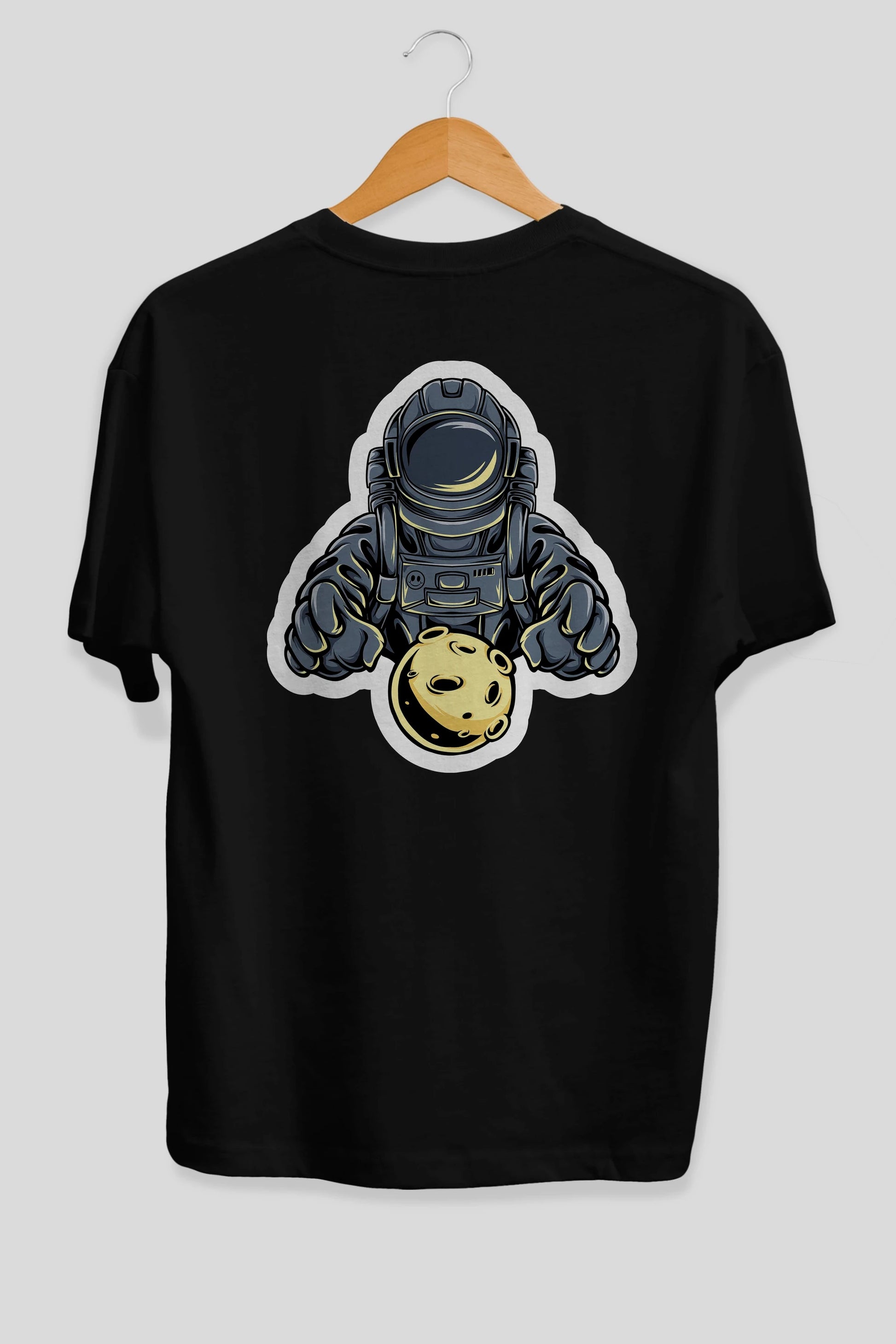 Astromoon sticker Arka Baskılı Oversize t-shirt Erkek Kadın Unisex