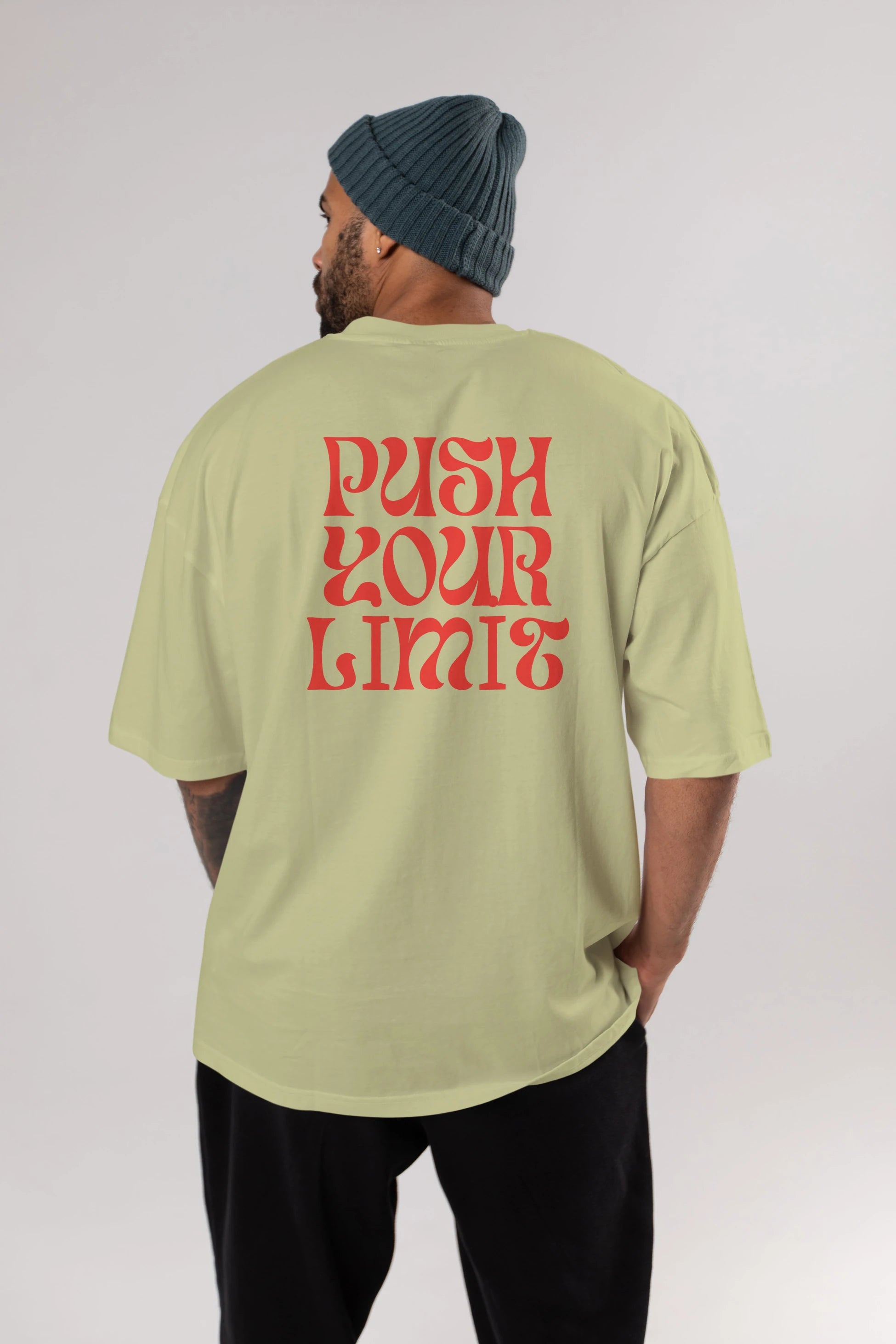 Push Your Limit Yazılı 2 Arka Baskılı Oversize t-shirt Erkek Kadın Unisex