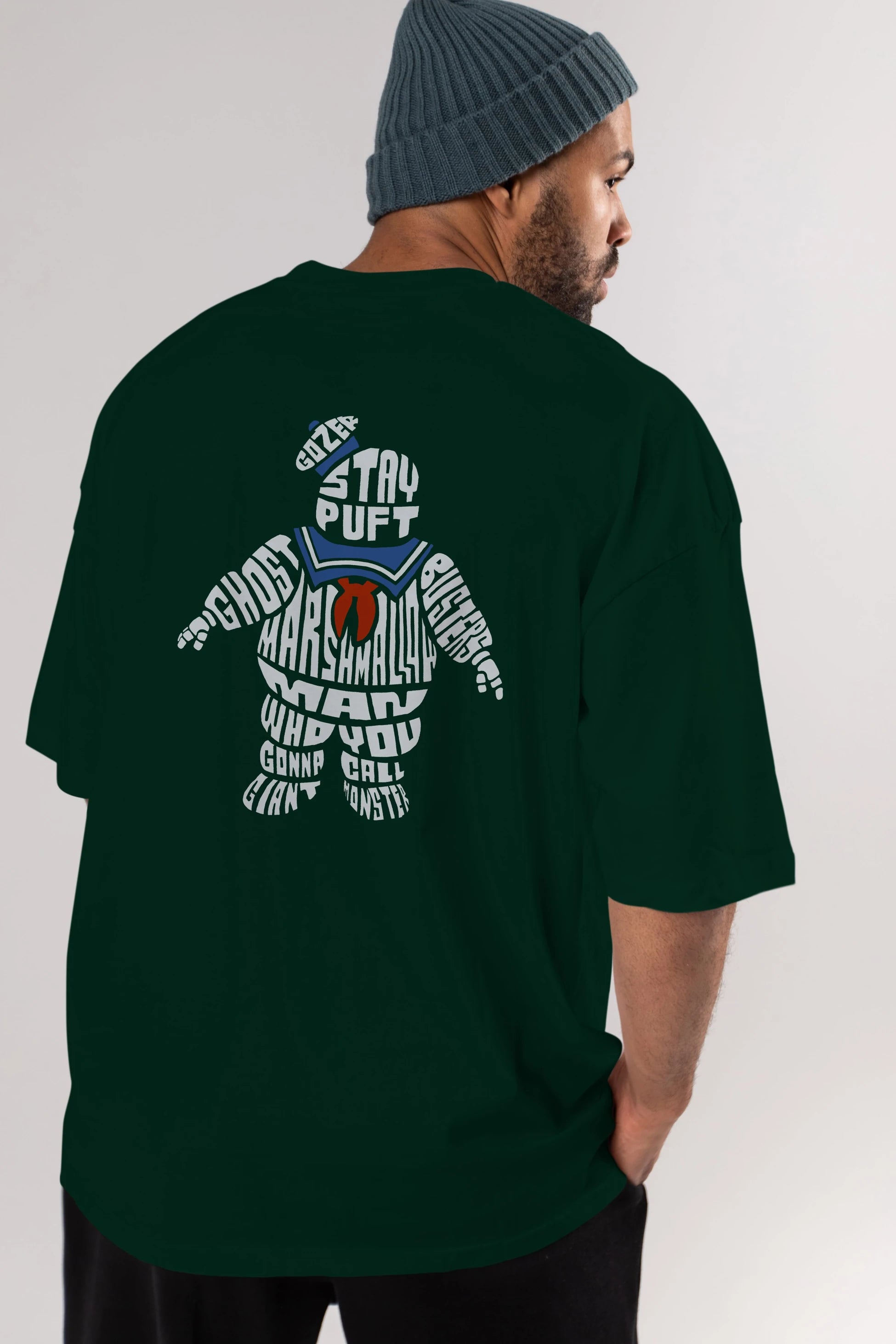 Stay Puft Arka Baskılı Oversize t-shirt %100 pamuk Erkek Kadın Unisex