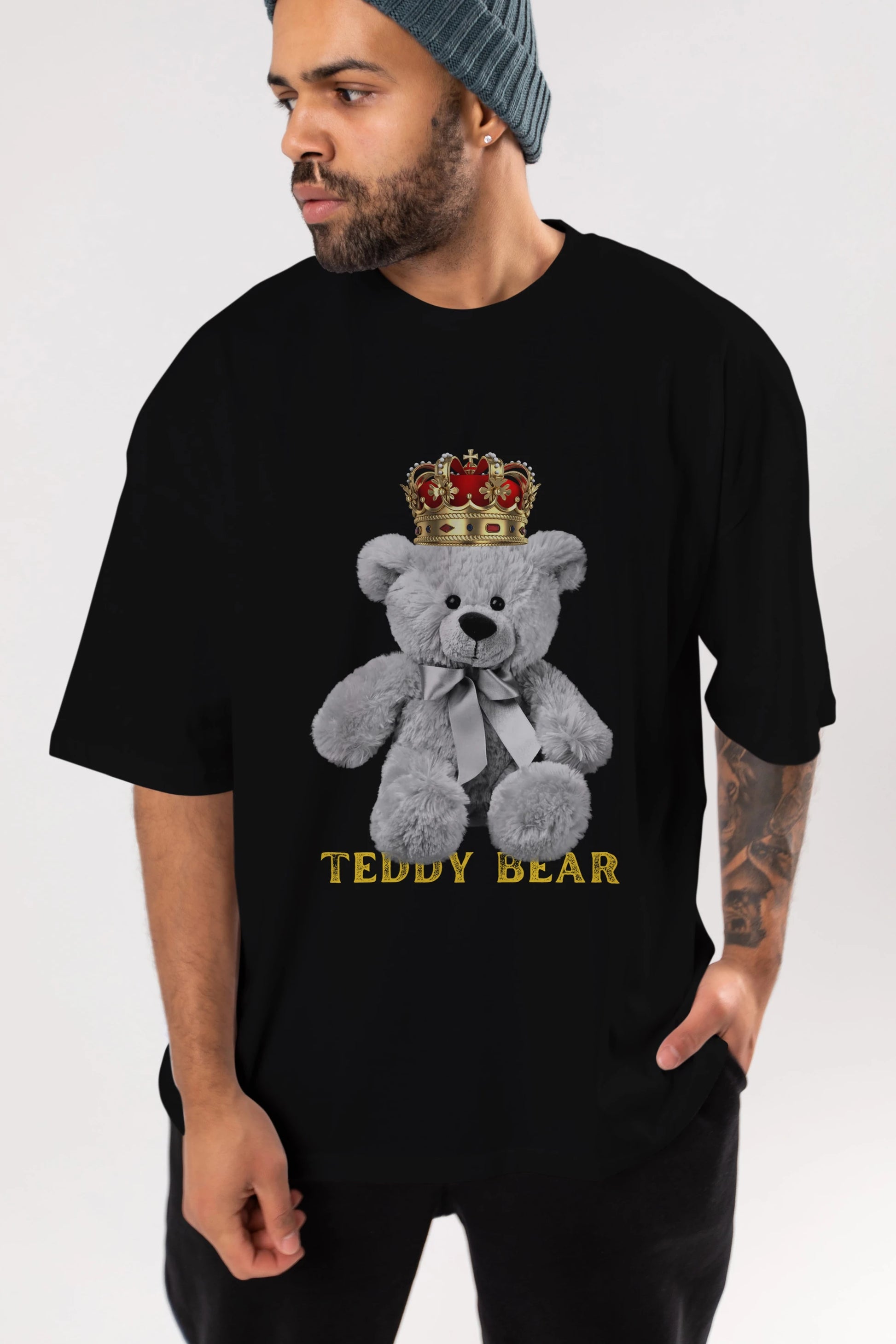 Teddy Bear Ön Baskılı Oversize t-shirt Erkek Kadın Unisex