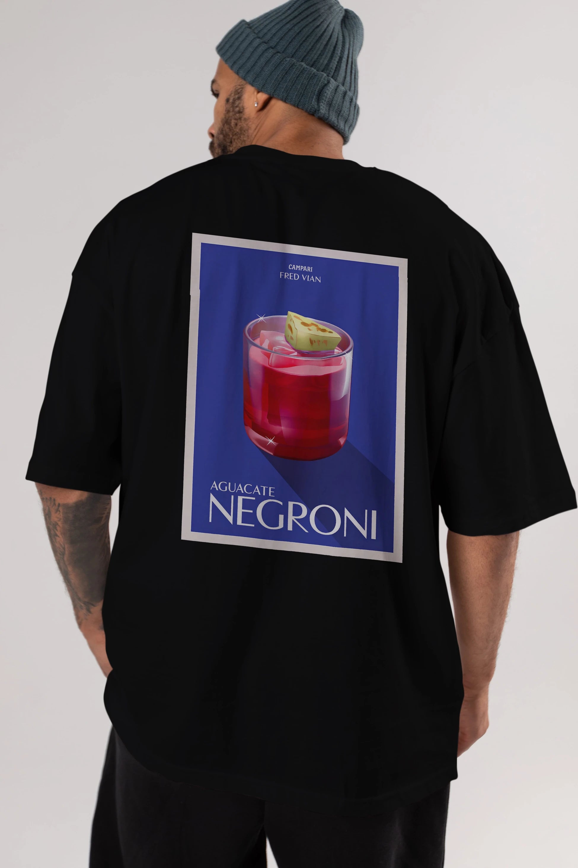 Aguacate Negroni Arka Baskılı Oversize t-shirt Erkek Kadın Unisex %100 Pamuk Bisiklet Yaka tişort