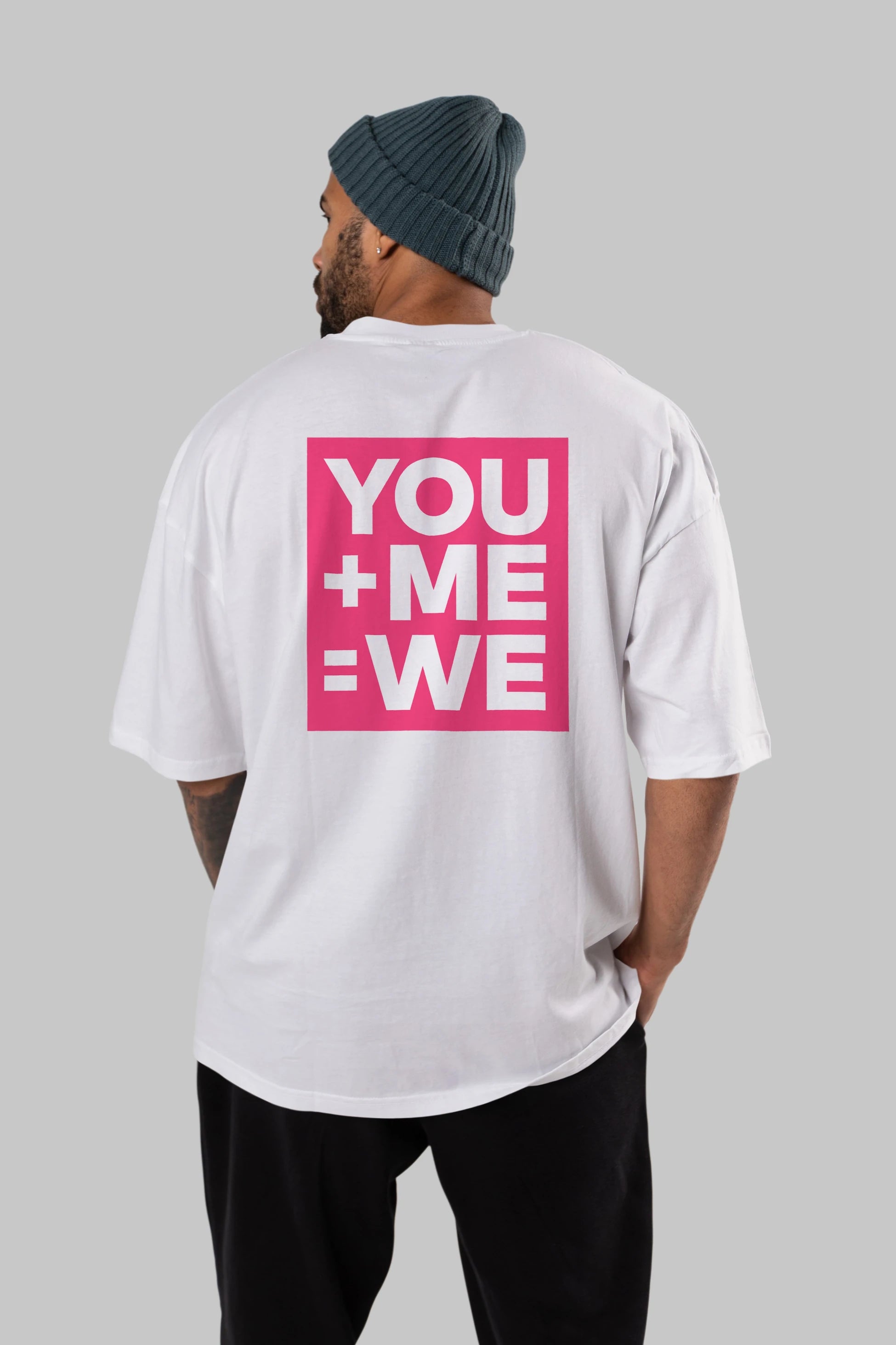 You Me We Yazılı Arka Baskılı Oversize t-shirt Erkek Kadın Unisex