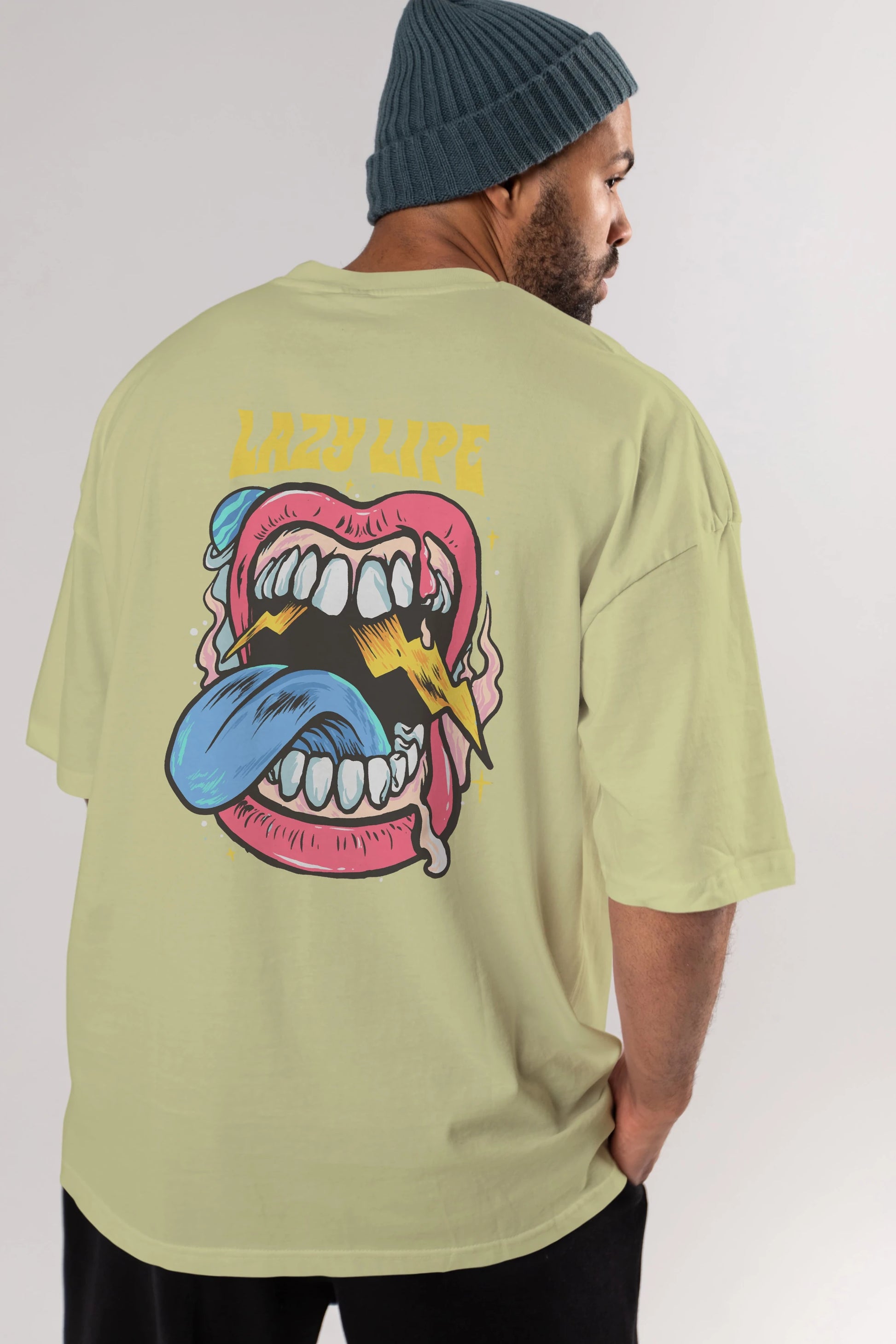 Lazy Lipe Arka Baskılı Oversize t-shirt Erkek Kadın Unisex