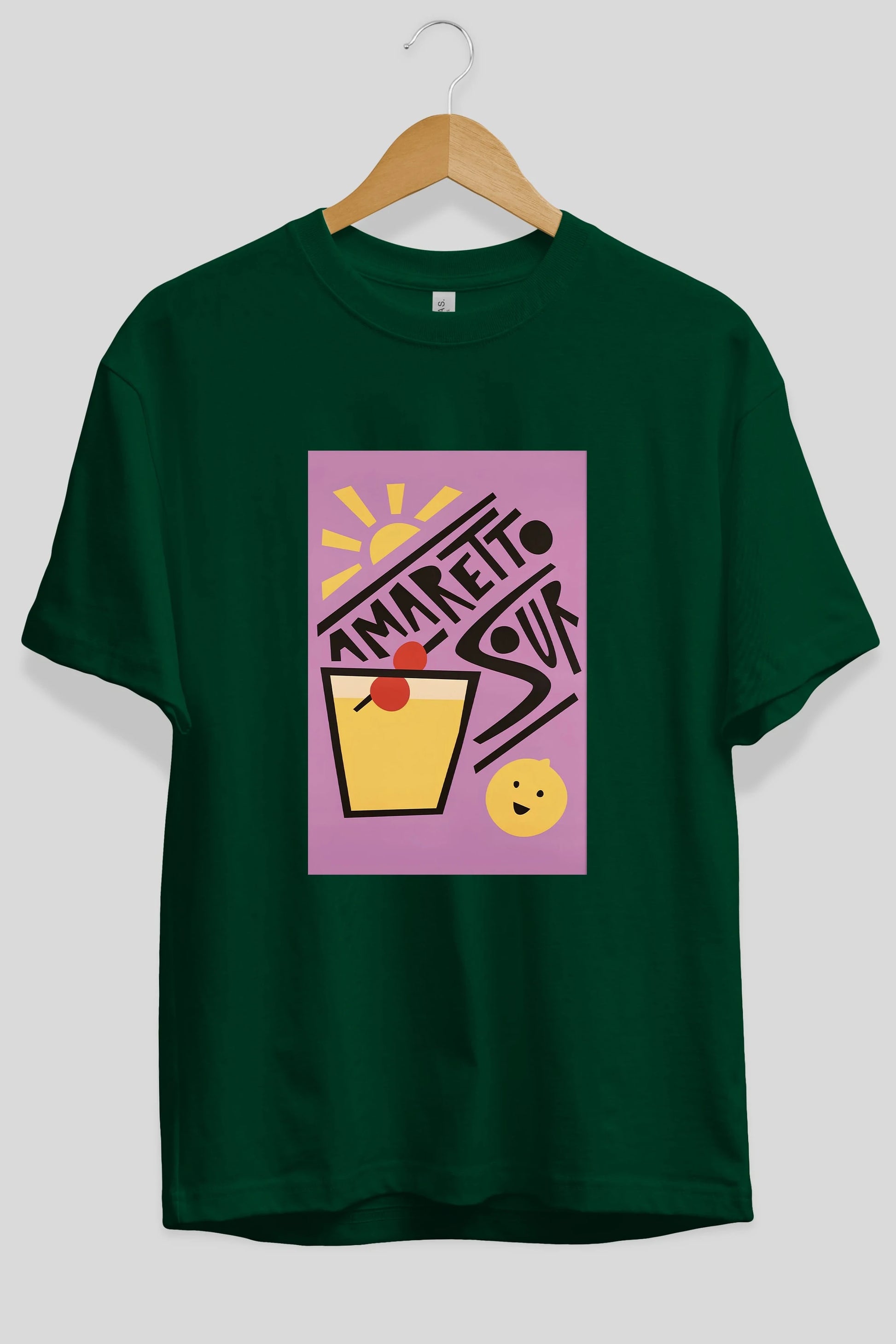 Amaretto Sour Ön Baskılı Oversize t-shirt Erkek Kadın Unisex %100 Pamuk Bisiklet Yaka tişort