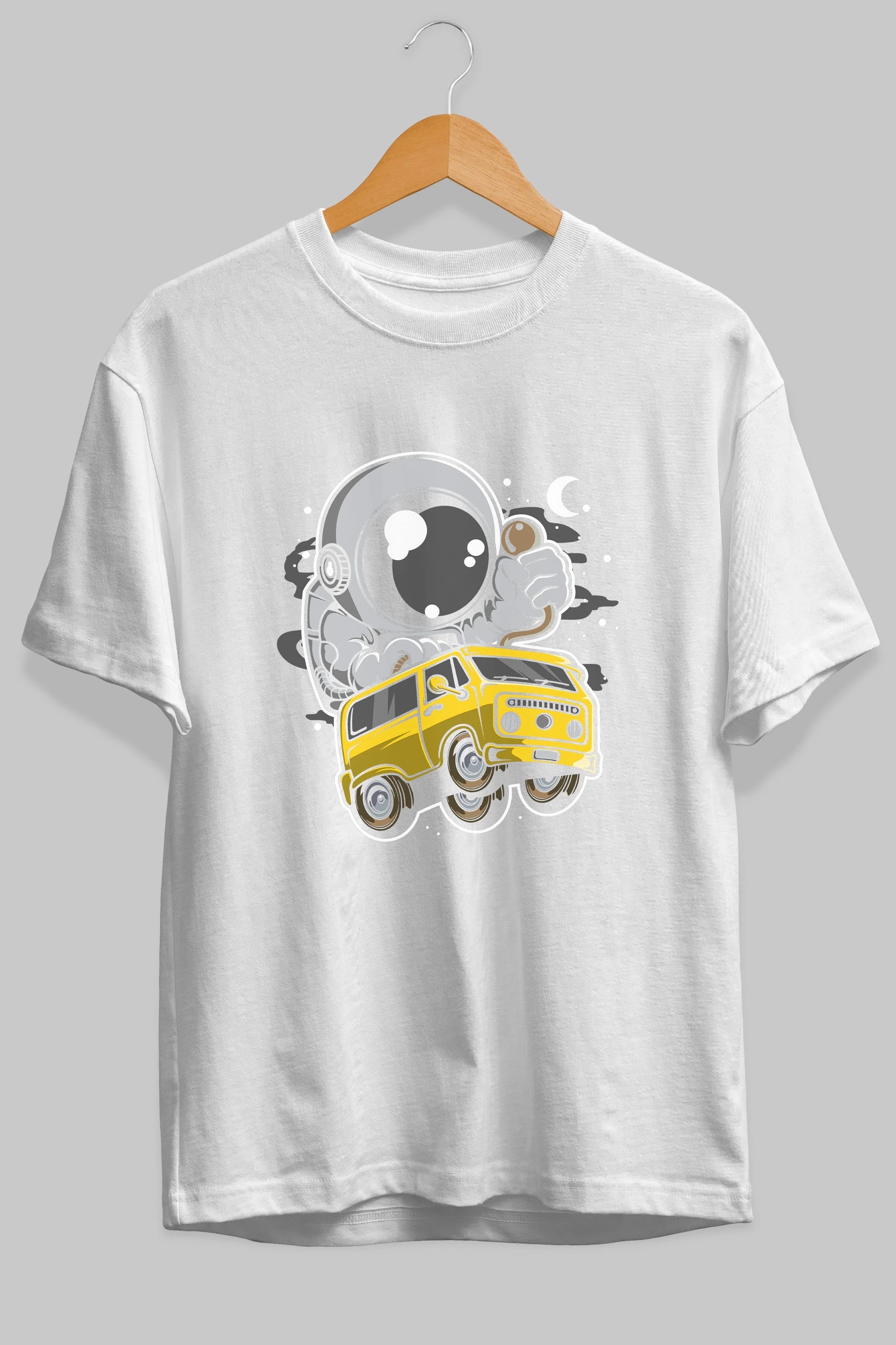 Astronaut Car Racer Ön Baskılı Oversize t-shirt Erkek Kadın Unisex