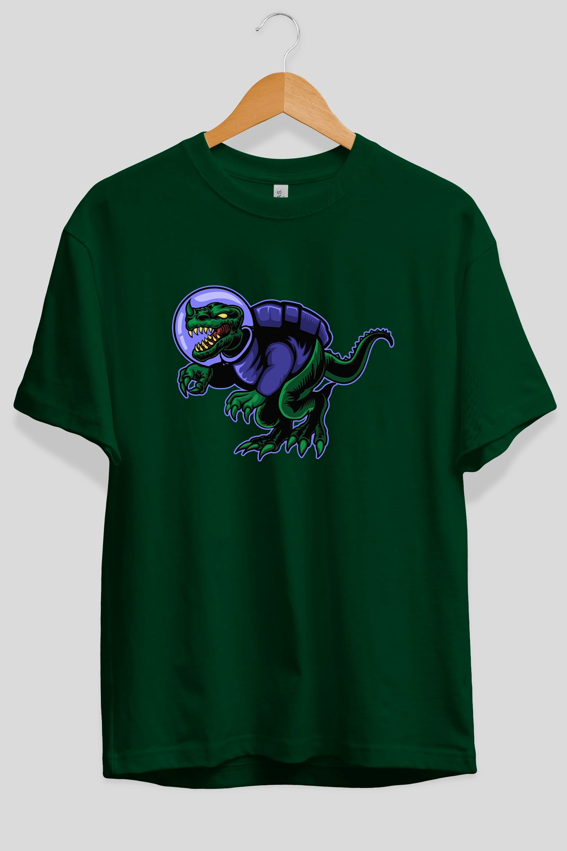 Space Dino Ön Baskılı Oversize t-shirt Erkek Kadın Unisex