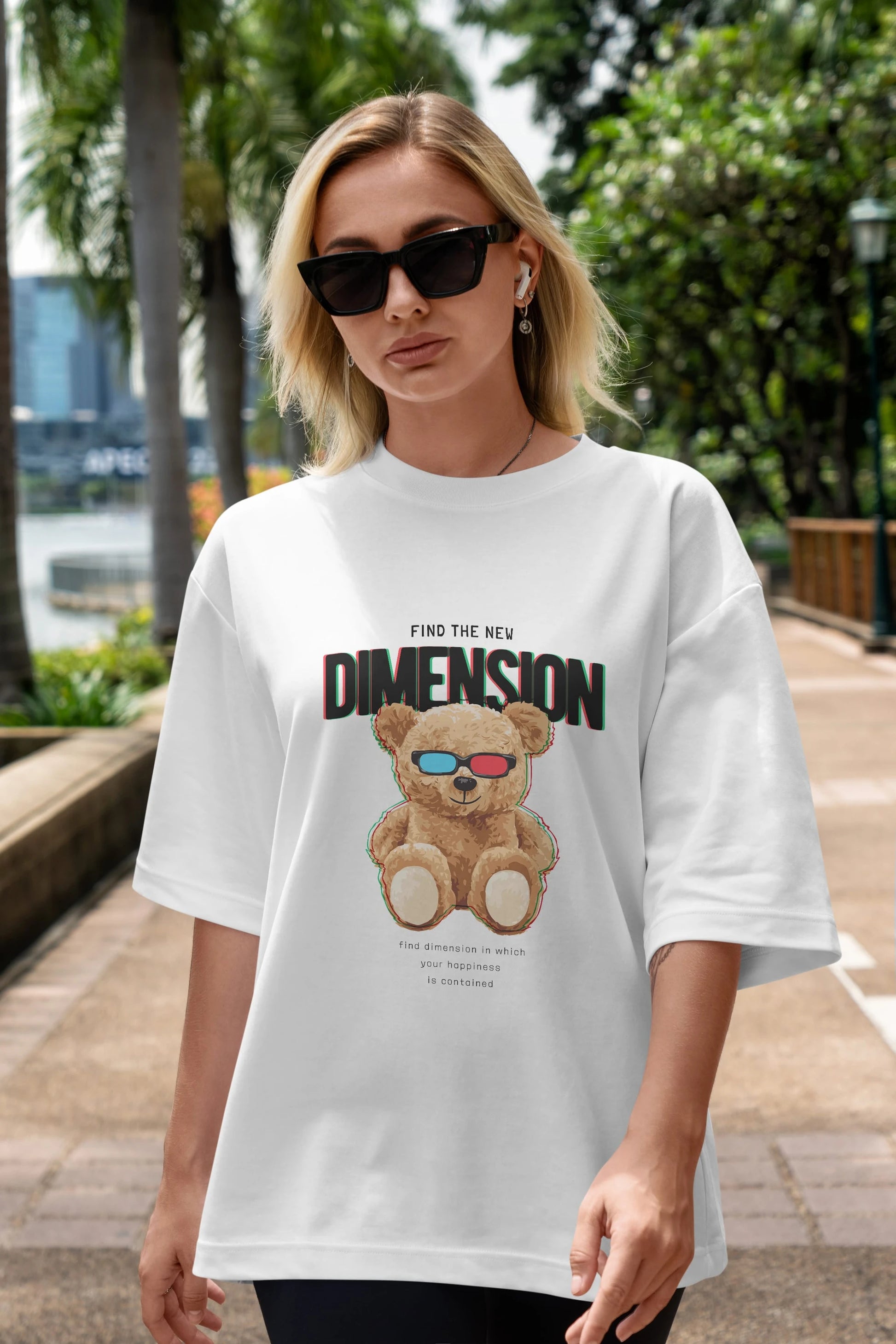 Teddy Bear Dimension Ön Baskılı Oversize t-shirt Erkek Kadın Unisex %100 Pamuk