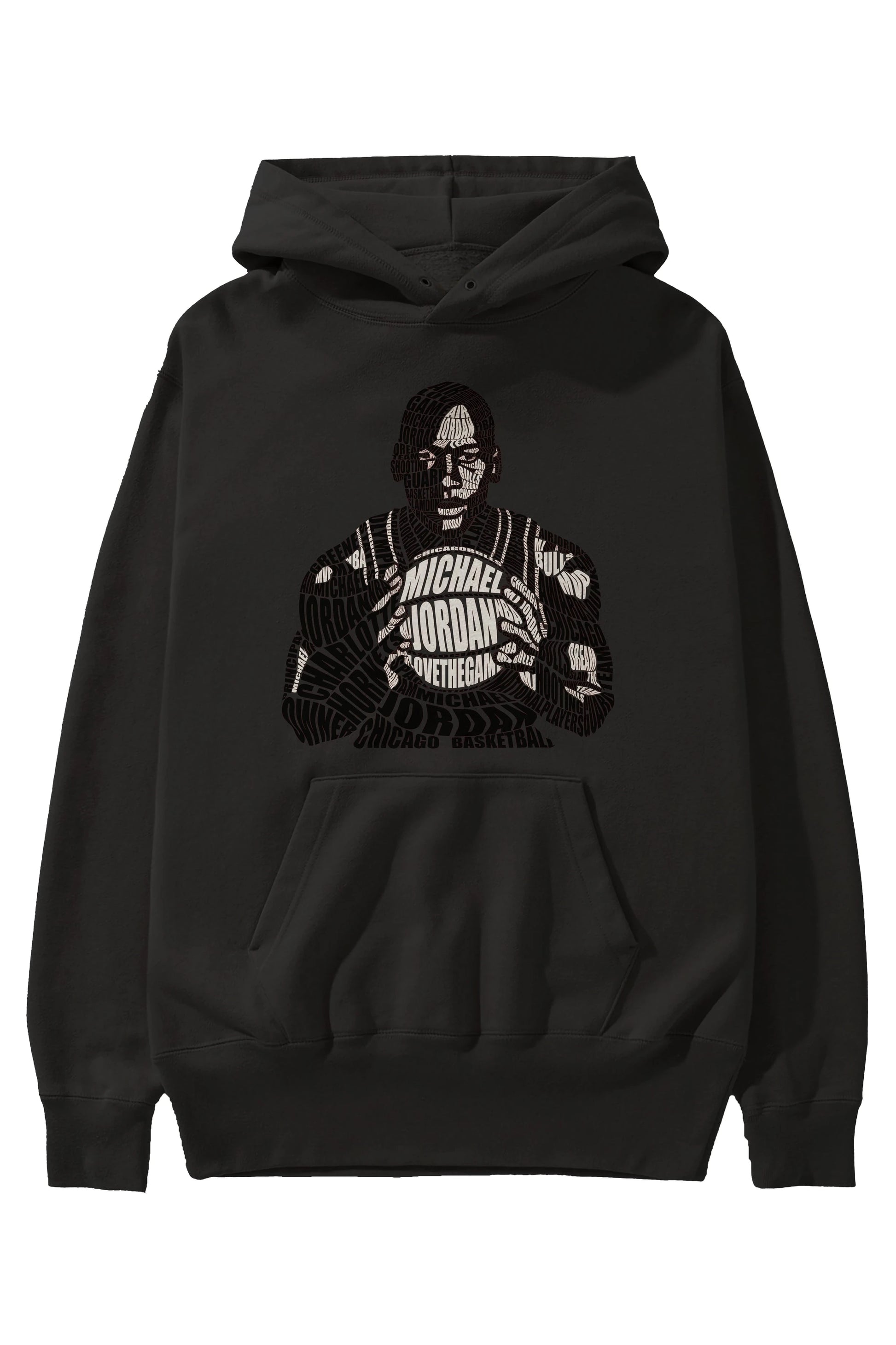 Michael Jordan Calligram Ön Baskılı Hoodie Oversize Kapüşonlu Sweatshirt Erkek Kadın Unisex