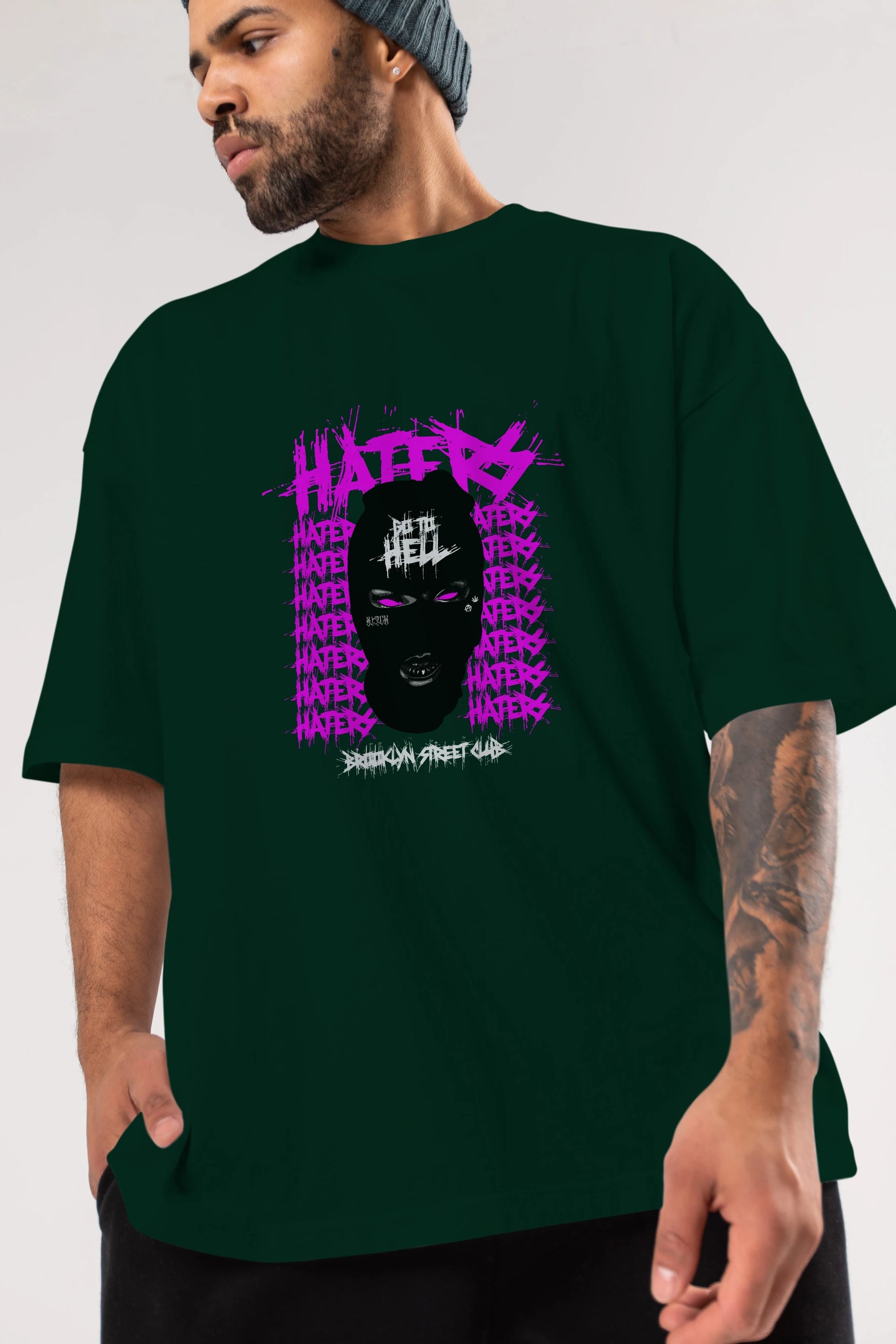 Haters Brooklyn Street Club Ön Baskılı Oversize t-shirt Erkek Kadın Unisex