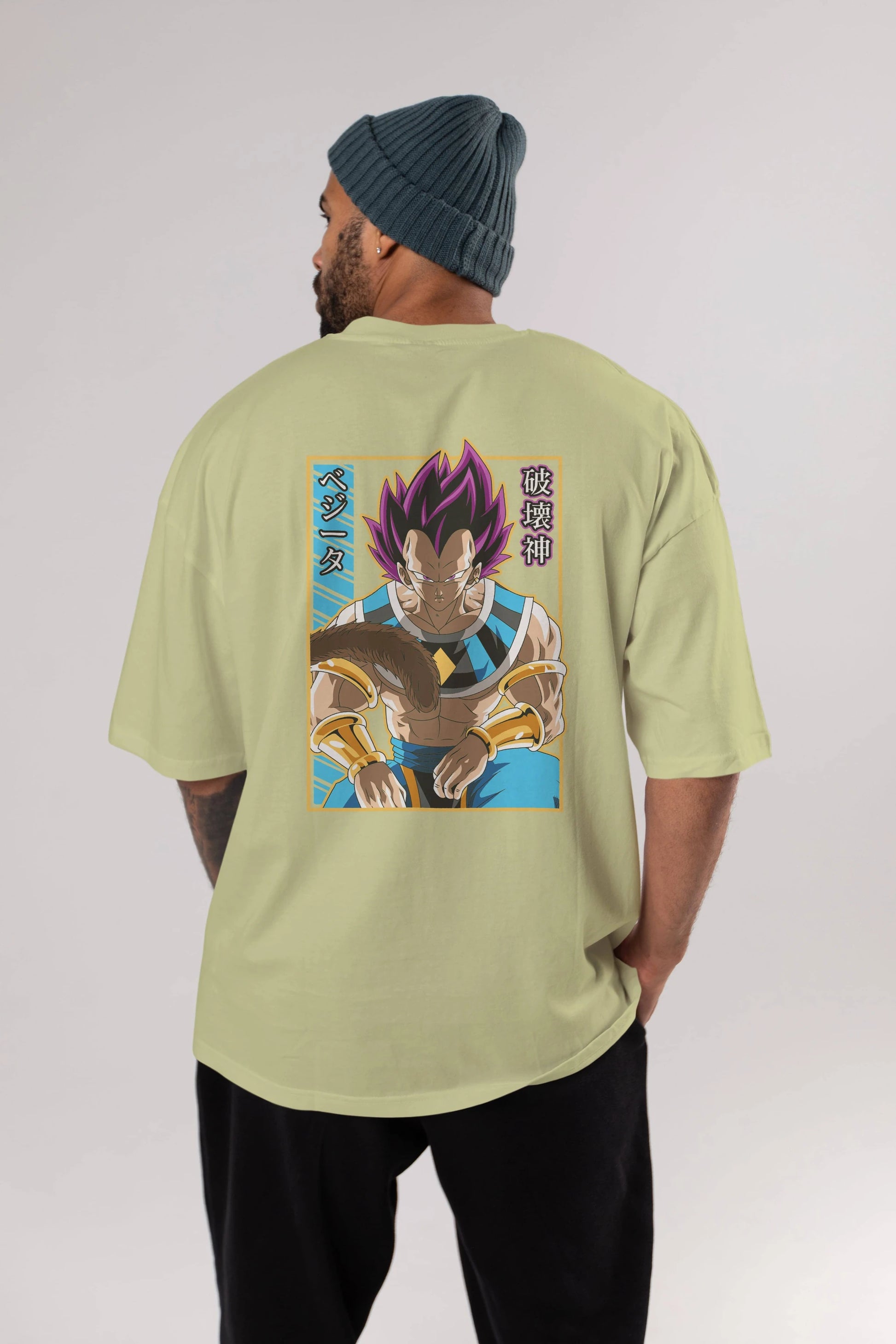 DragonBall VegetaHakaishin Anime Arka Baskılı Oversize t-shirt Erkek Kadın Unisex