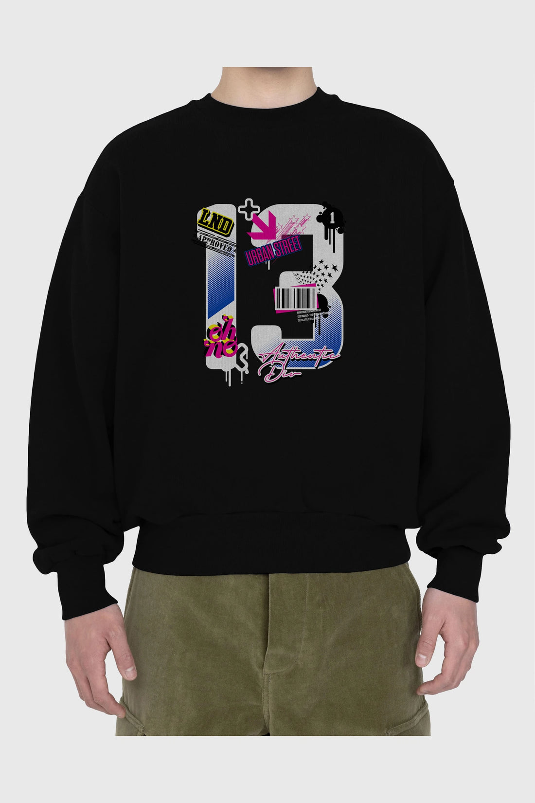 Urban Street 13 Ön Baskılı Oversize Sweatshirt Erkek Kadın Unisex