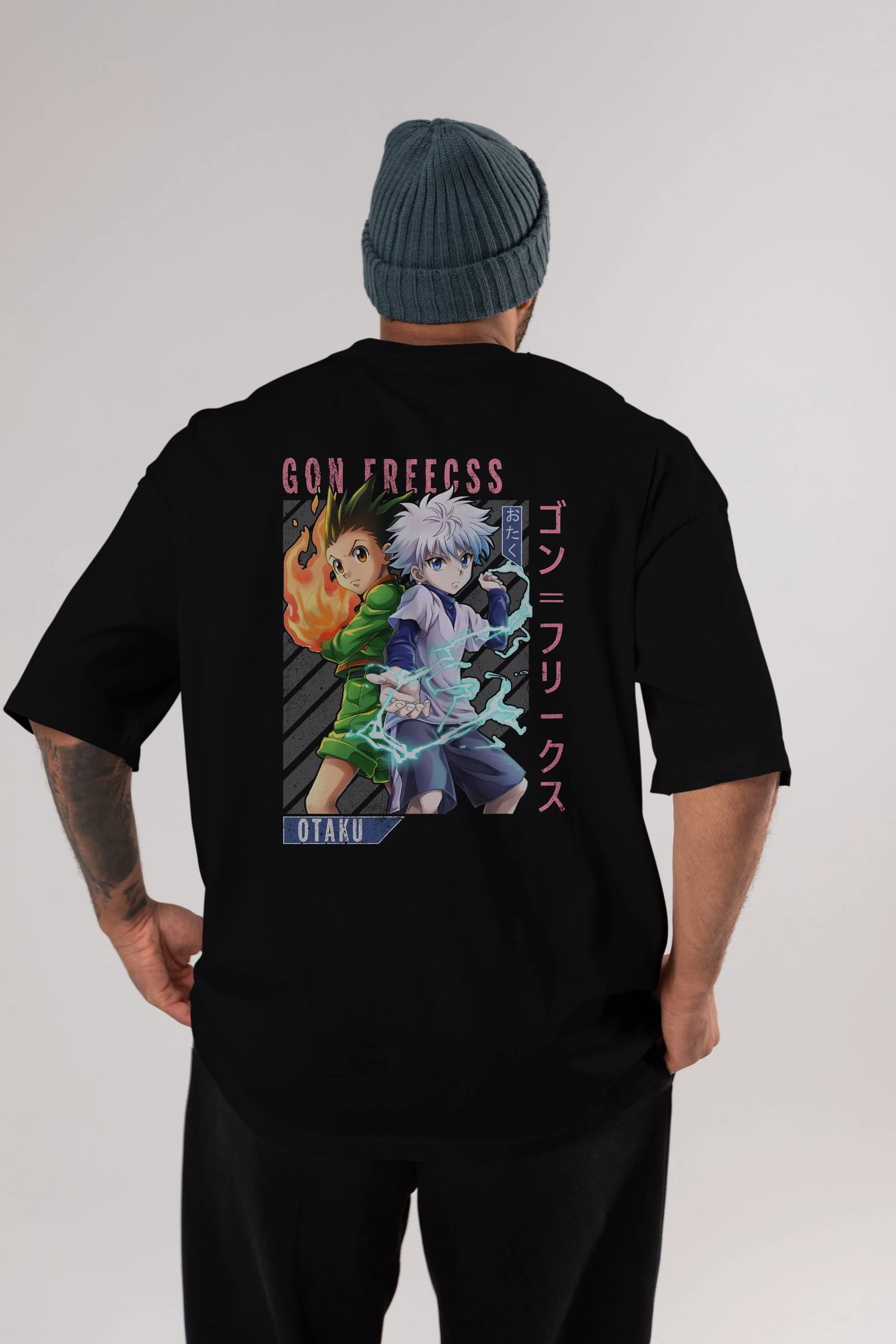 Gon Freecss HUNTER X HUNTER 1 Anime Arka Baskılı Oversize t-shirt Erkek Kadın Unisex