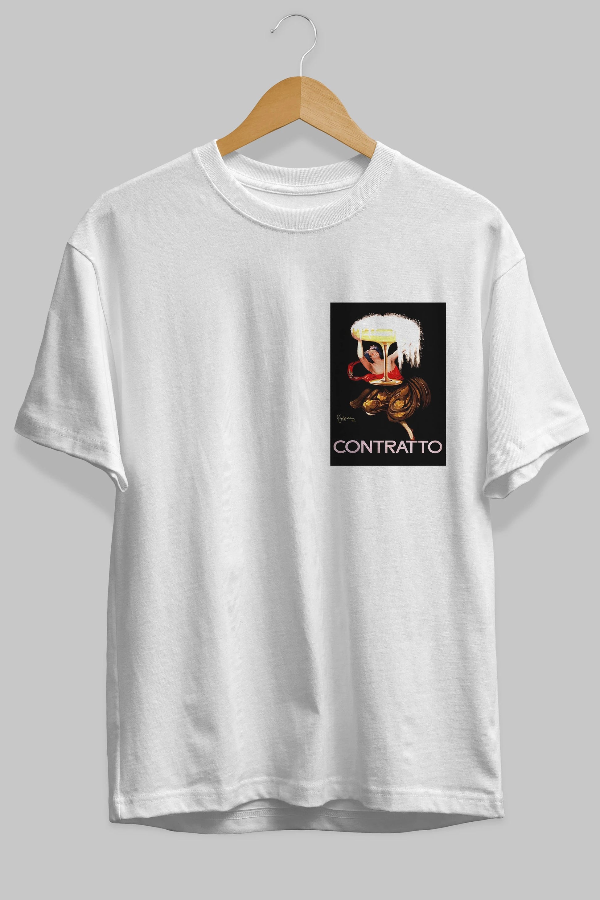 Contratto Ön Sol Baskılı Oversize t-shirt Erkek Kadın Unisex %100 Pamuk Bisiklet Yaka tişort