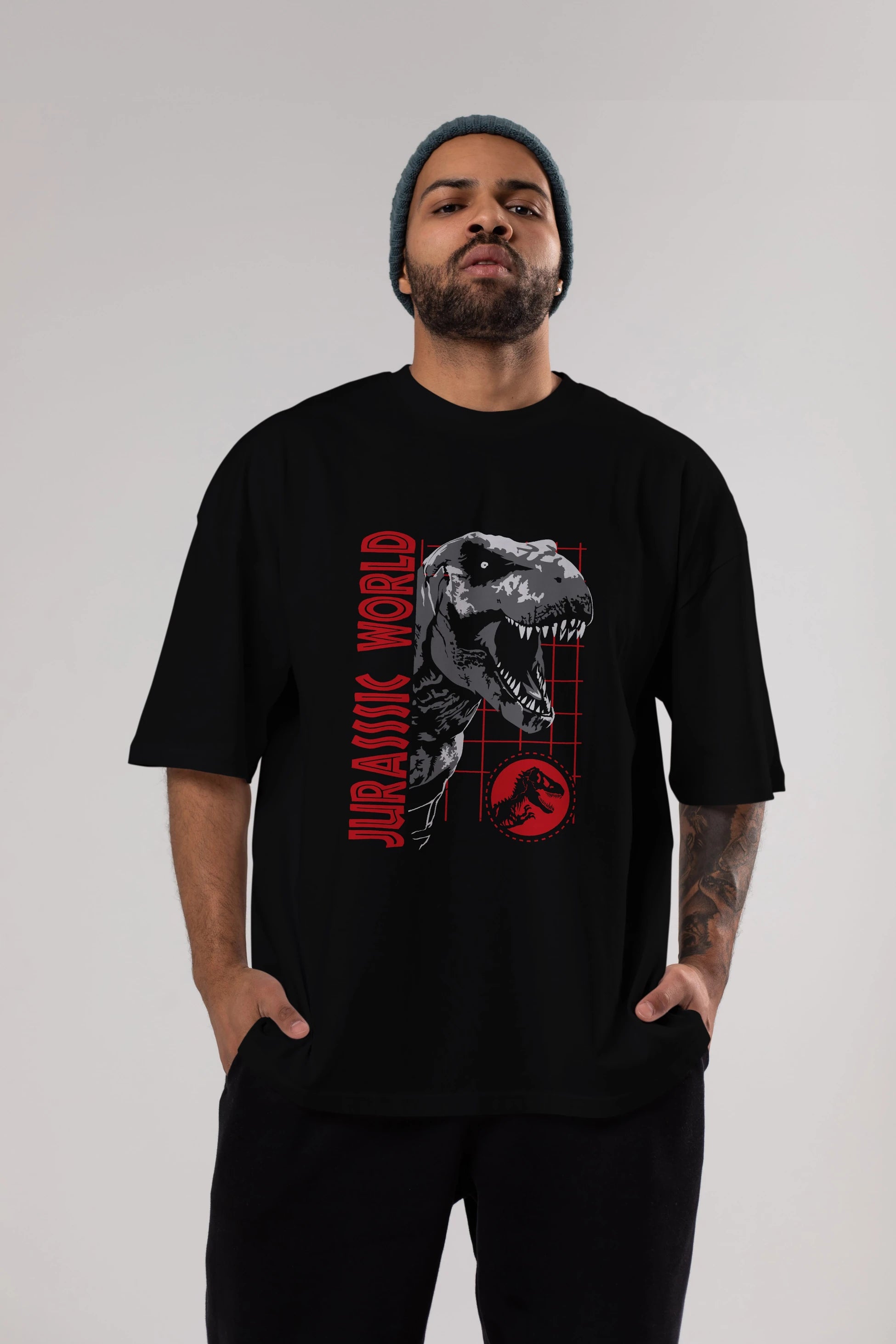 Jurassic Park (2) Ön Baskılı Oversize t-shirt Erkek Kadın Unisex %100 Pamuk Bisiklet Yaka tişort