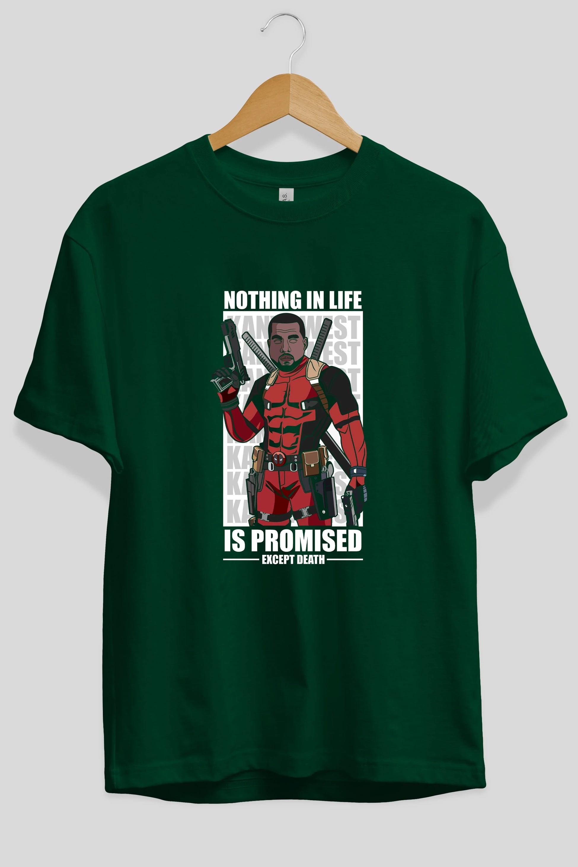Kanye West Deadpool Ön Baskılı Oversize t-shirt Erkek Kadın Unisex %100 Pamuk tişort