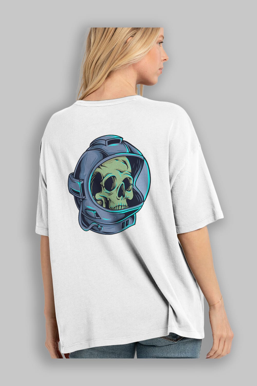 Astroskull Sticker Arka Baskılı Oversize t-shirt Erkek Kadın Unisex
