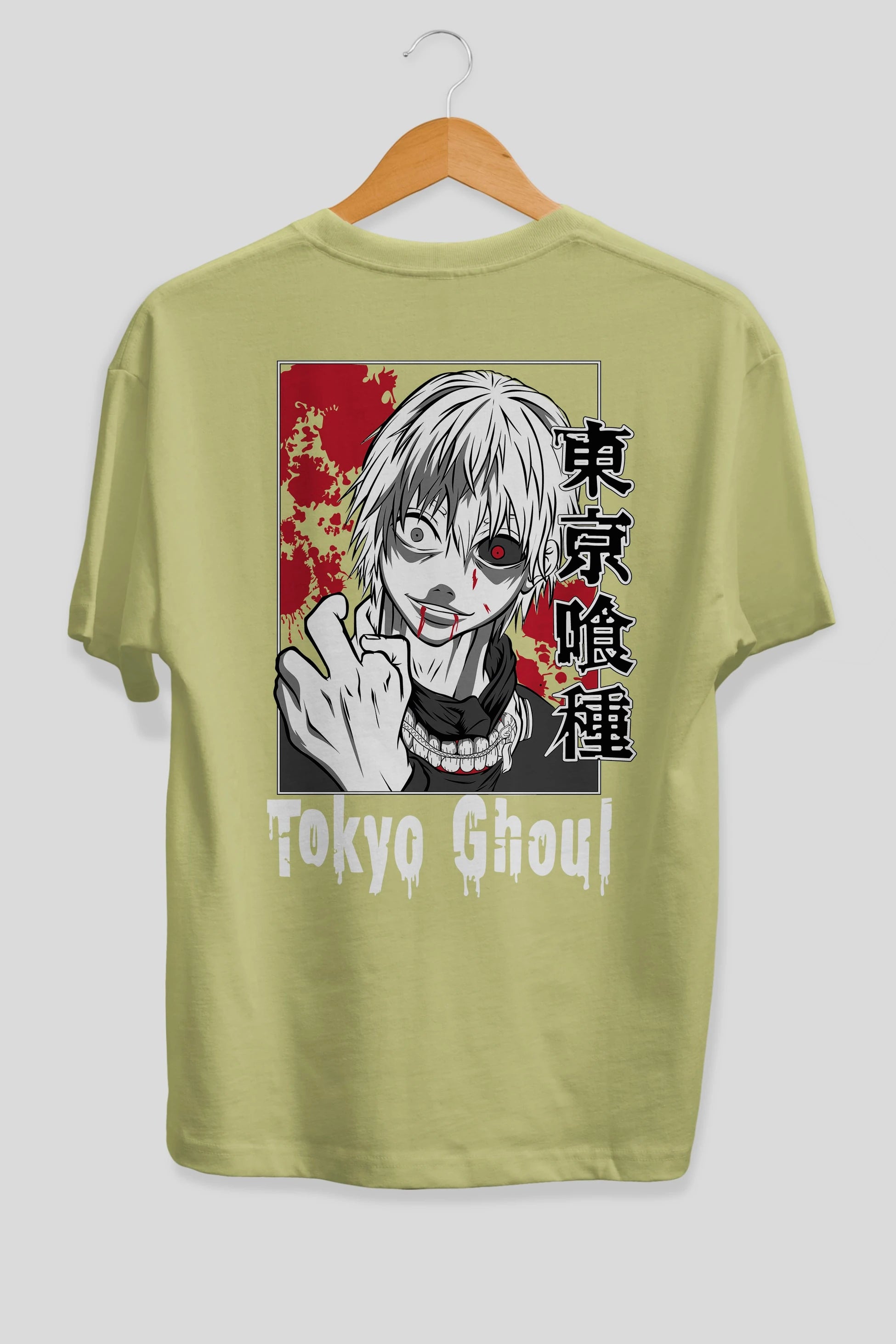 Kaneki Ken TOKYO GHOUL Anime Arka Baskılı Oversize t-shirt Erkek Kadın Unisex