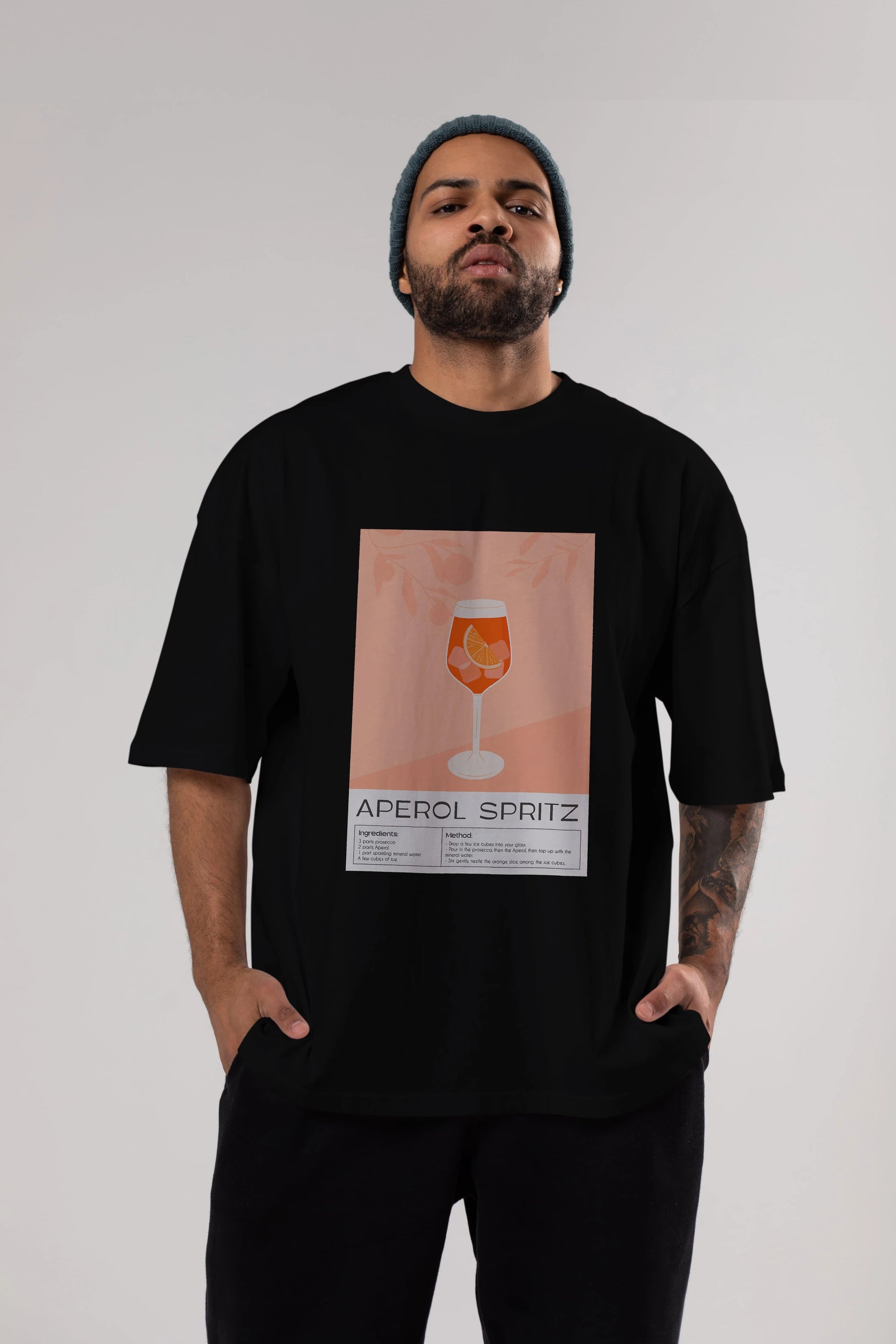 Aperol Spritz 7 Ön Baskılı Oversize t-shirt Erkek Kadın Unisex %100 Pamuk Bisiklet Yaka tişort