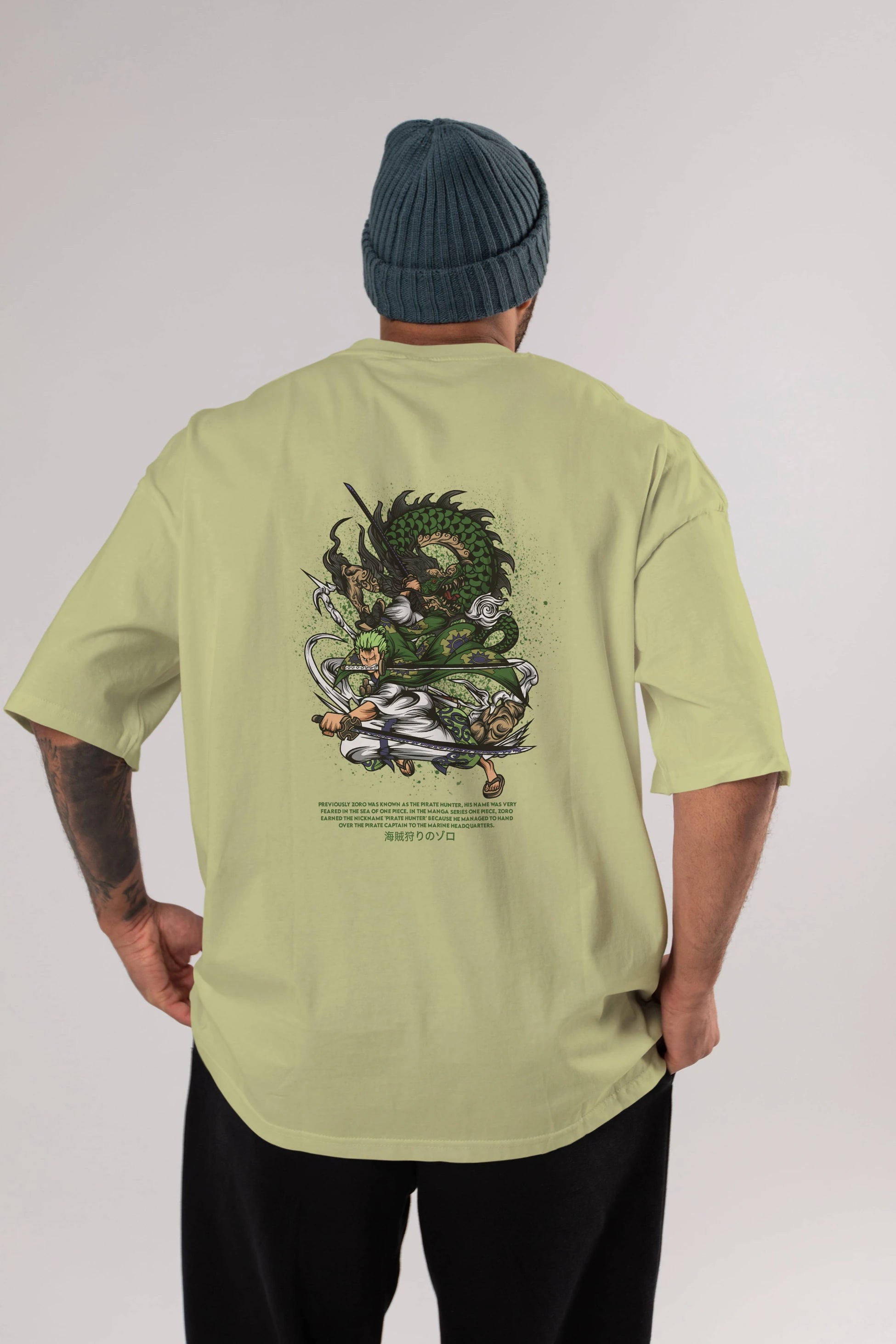 Zoro Anime Arka Baskılı Oversize t-shirt Erkek Kadın Unisex